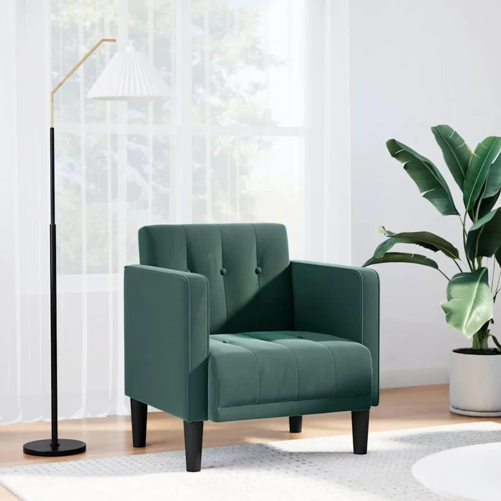 vidaXL Fotel z podłokietnikami, ciemnozielony, 53 cm, aksamit, fotel do oglądania telewizji, fotel relaksacyjny, sofa pojedyncza, sofa relaksacyjna, fotel wypoczynkowy, fotel do salonu