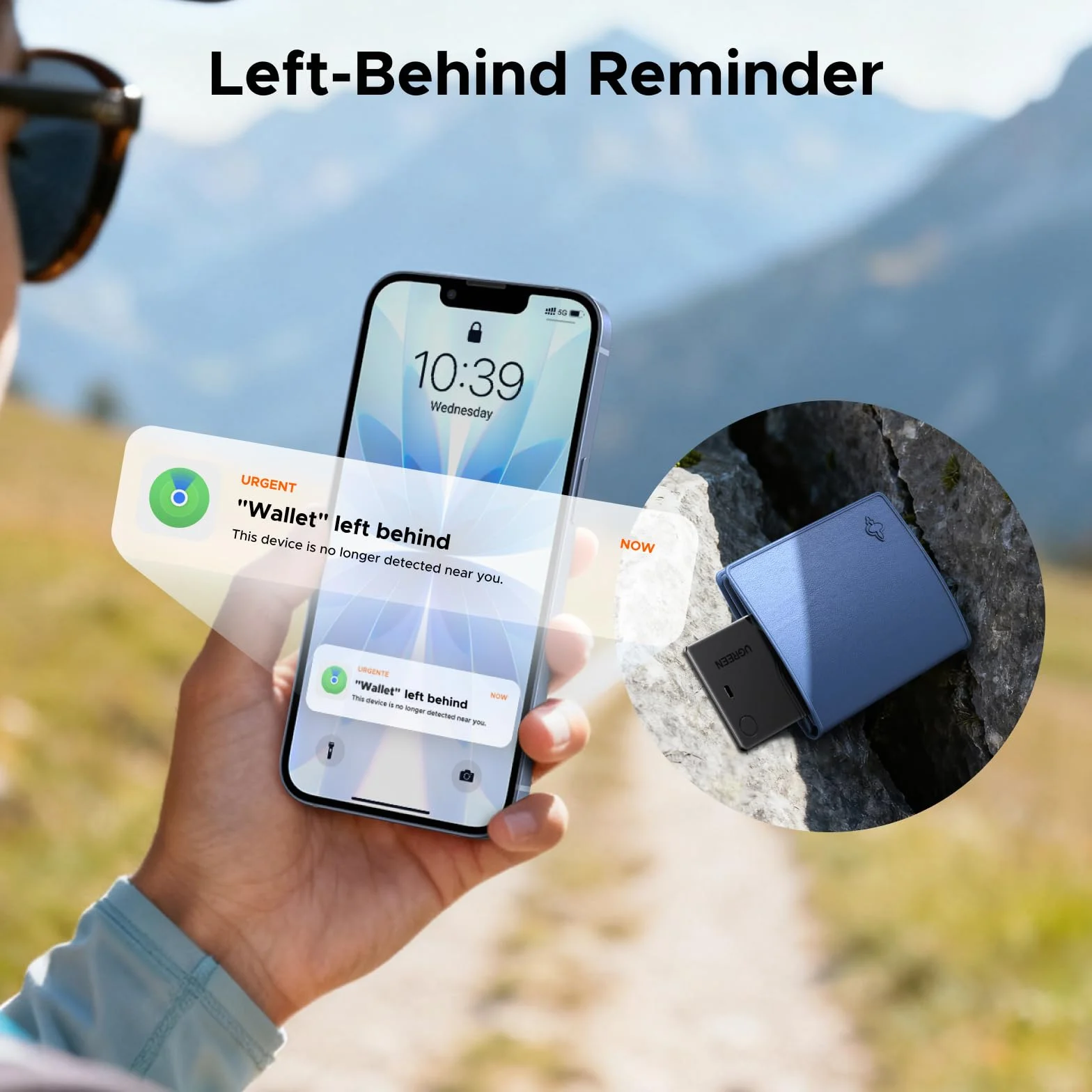UGREEN FineTrack Slim obsługuje magnetyczne ładowanie bezprzewodowe, karta Bluetooth Tracker kompatybilna z Apple Find My (tylko iOS), lokalizator portfela z baterią wystarczającą na 1 rok