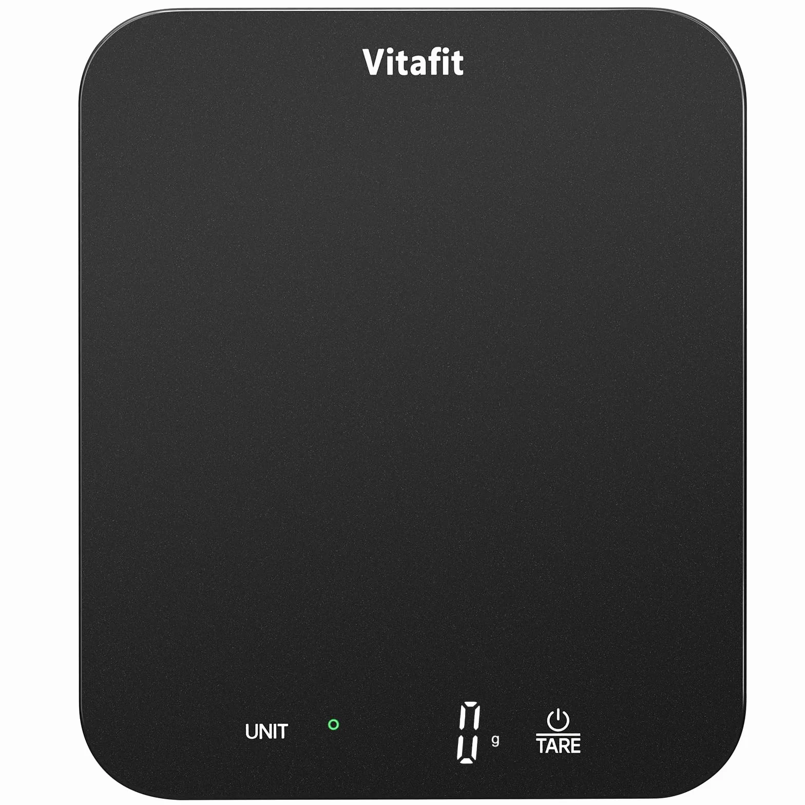 Vitafit Waga spożywcza o wysokiej precyzji 1 g, nasza własna waga kuchenna profesjonalna fabryka od 2001 roku, cyfrowa waga do gotowania i pieczenia, LED, 3 x bateria AAA, spray srebrno-czarny
