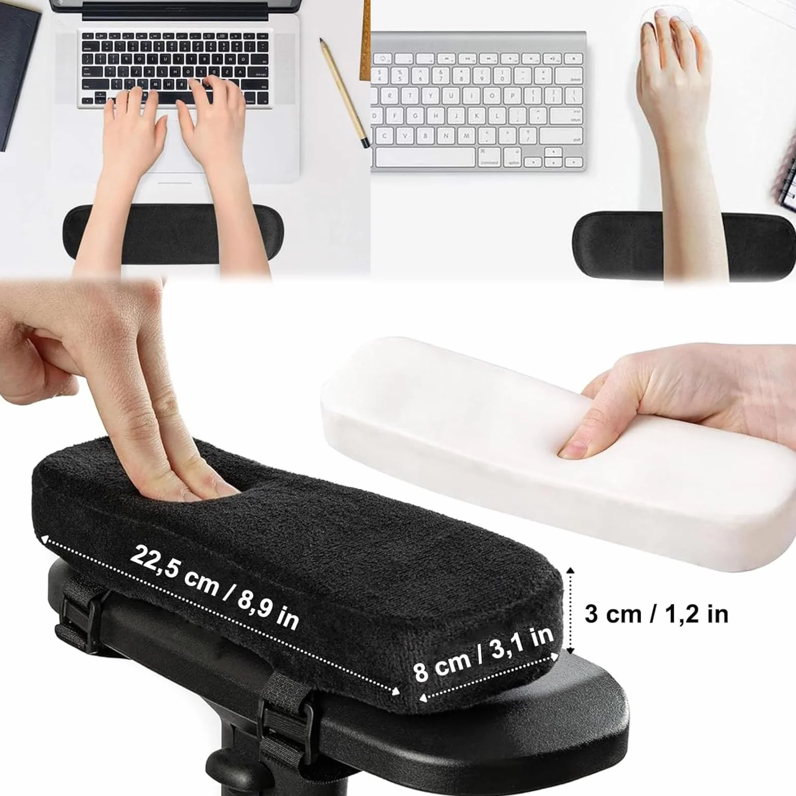 Krzesło z podłokietnikami Ergonomiczne podkładki podłokietnikowe z pianki antypoślizgowe 2 sztuki