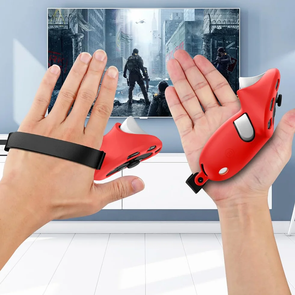 6 szt. Zestaw etui ochronnych Osłona powłoki Osłona uchwytu kontrolera Osłona twarzy Osłona obiektywu Osłony joysticka dla Oculus/Meta Quest 3 (czerwone)