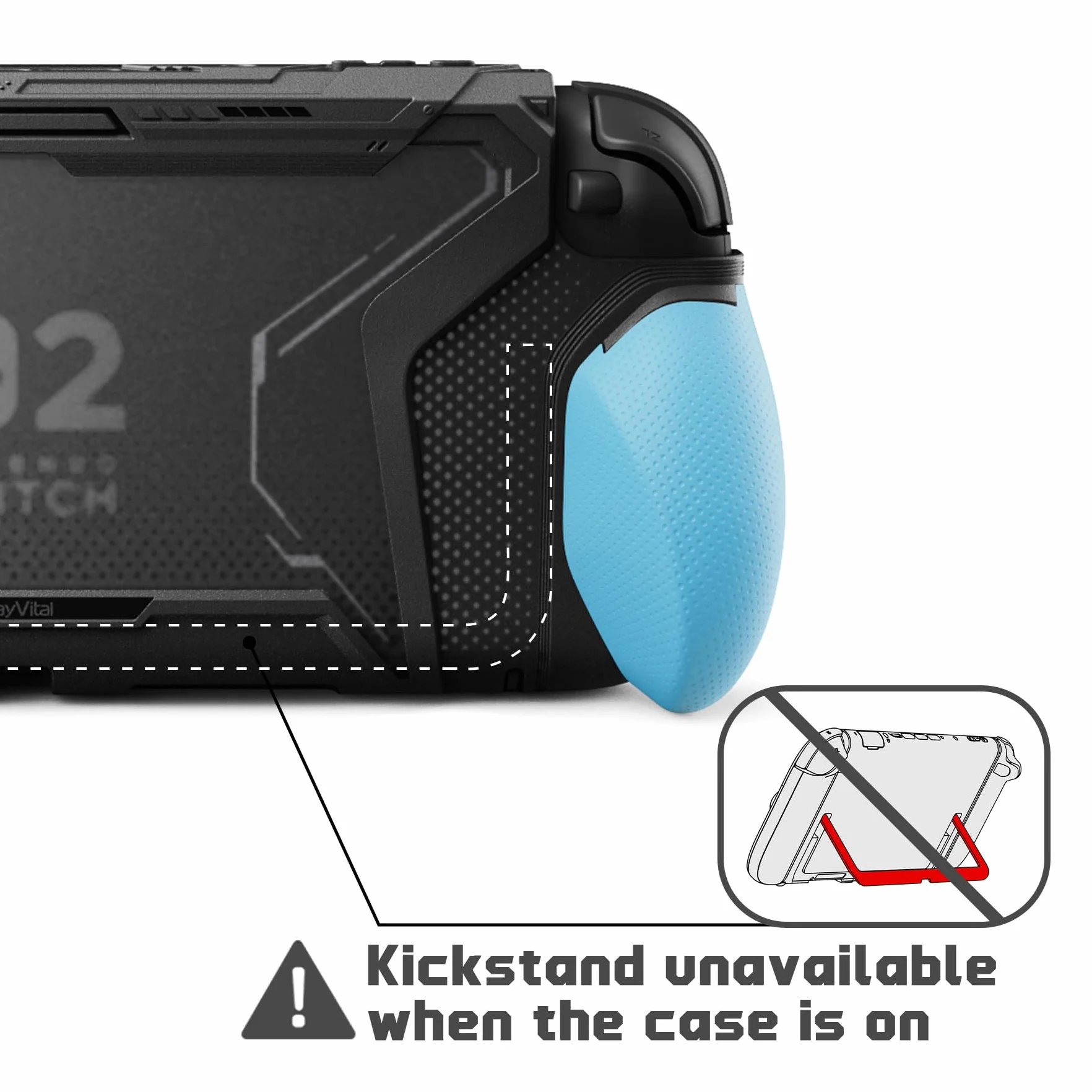 PlayVital Ochronne Etui do Switch 2 z Uchwytami Joycon & 2 Nakładkami Joysticki,Dockable Pokrowiec na Konsolę do Switch 2 Akcesoria Beyond-Grip,Niebieski & Pomarańczowy