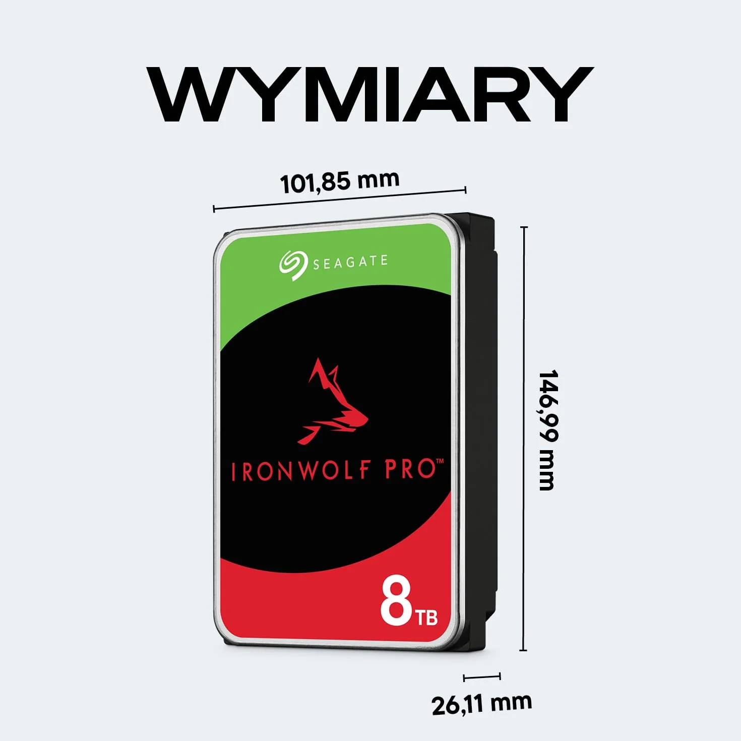 Seagate IronWolf Pro 8TB, Wewnętrzny dysk twardy NAS,RAID NAS, CMR, 3,5-inch, SATA, 6Gb/s, 7200 RPM, 256 MB cache, FFP, Data Rescue Service (ST8000NTZ01)