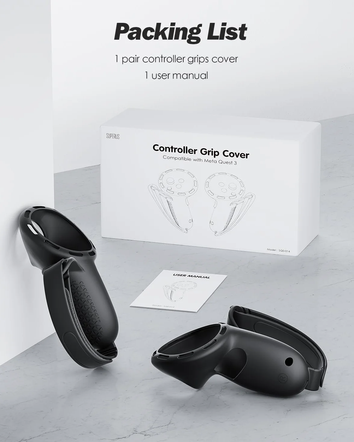 SUPERUS Osłona uchwytu kontrolera dla Meta Quest 3, antypoślizgowa tekstura - akcesoria VR dla Oculus Quest 3