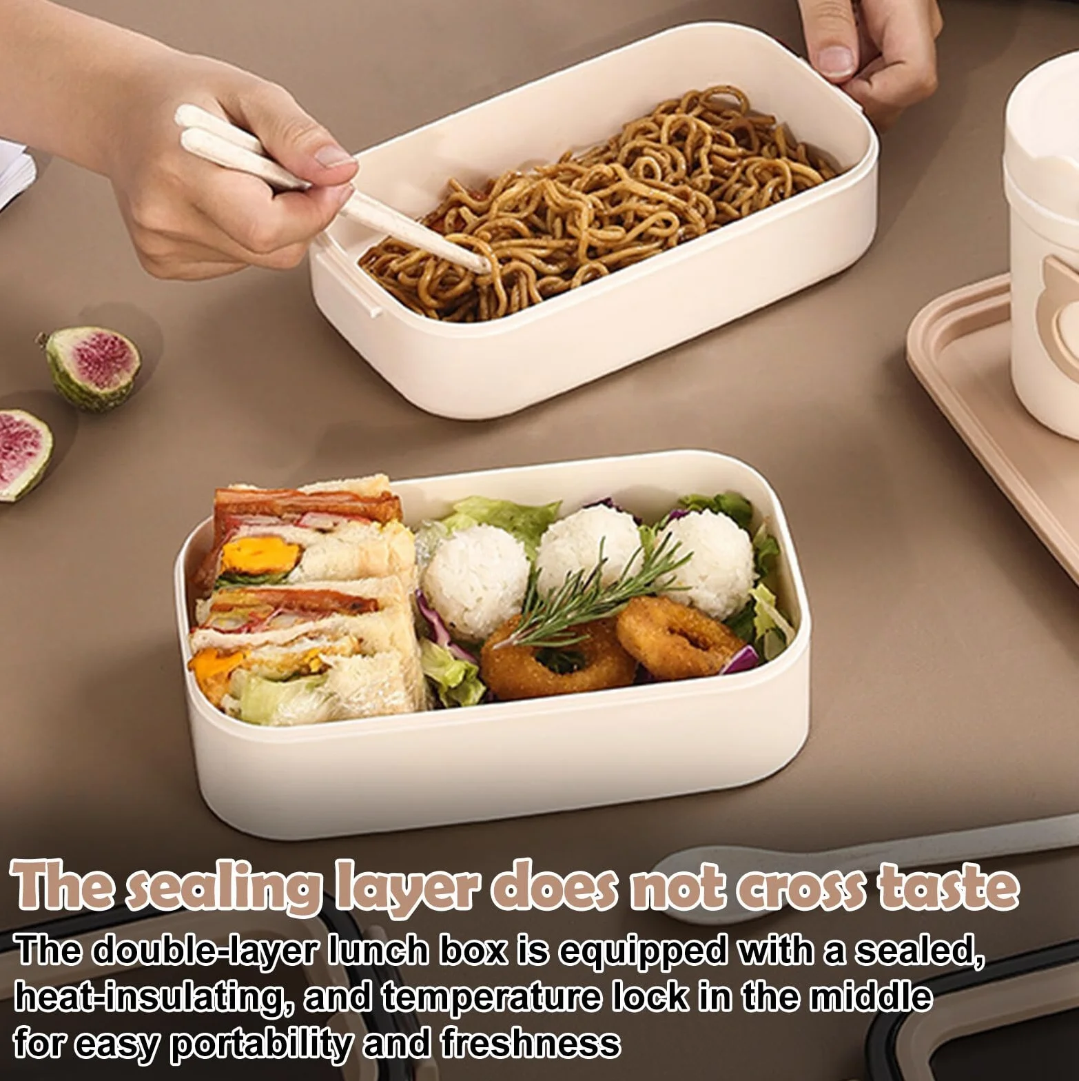 Bento Pudełko na lunch 1400 ml 2 poziomy szczelne z przegródkami