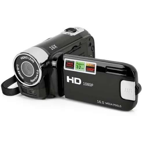 Kamera 4K Vintage, 48MP Retro Camera, Kamera DV 2.7in TFT Rotatable Ekran 16x Cyfrowy Zoom z Kablem USB (BLACK)