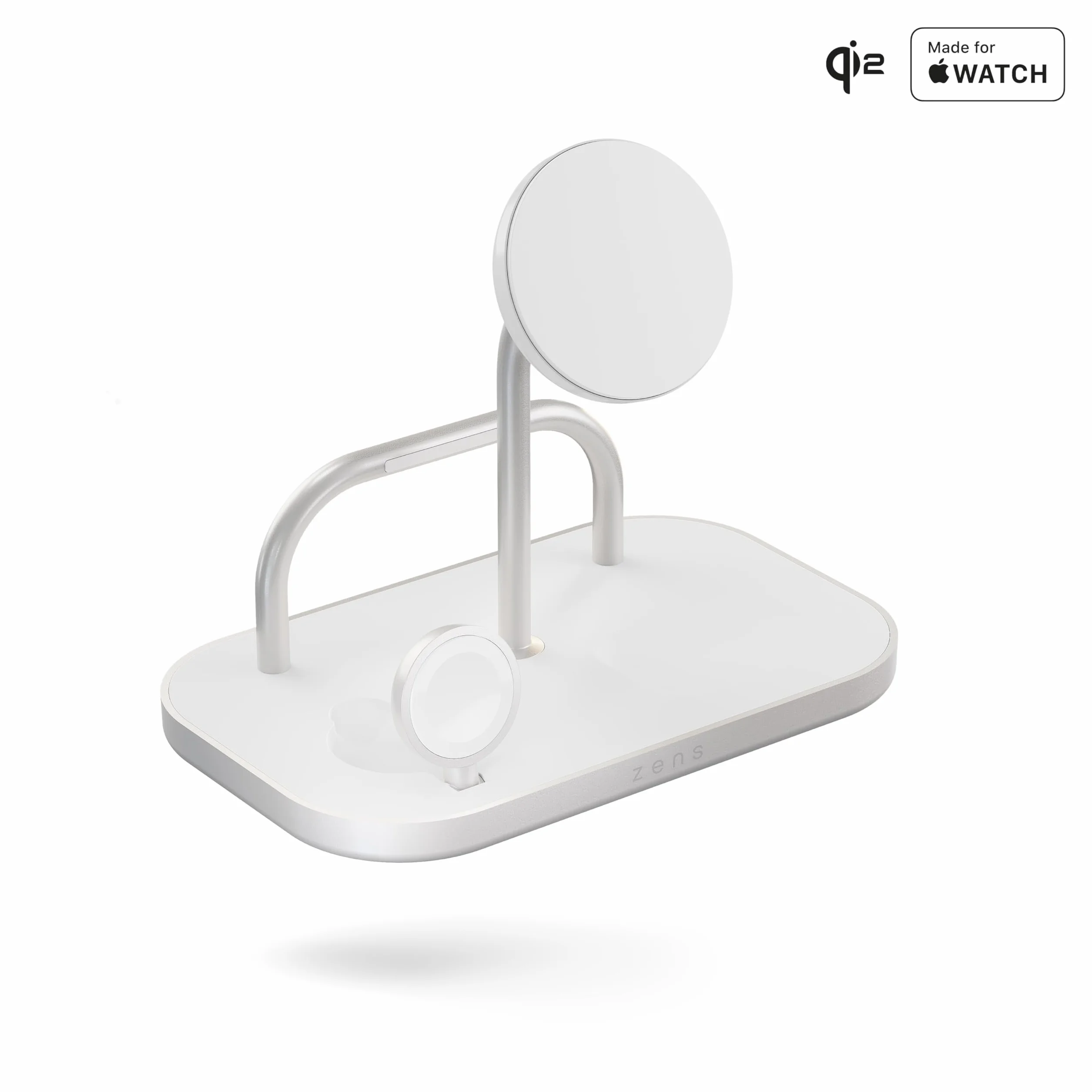Zens 4-in-1 Wireless Charger, bezprzewodowa ładowarka MagSafe i Qi2 o mocy 15 W do telefonów iPhone/Apple Watch/AirPods, zawiera zasilacz 65 W (EU/UK/US) i wbudowany kabel o długości 1,5 m, Biały
