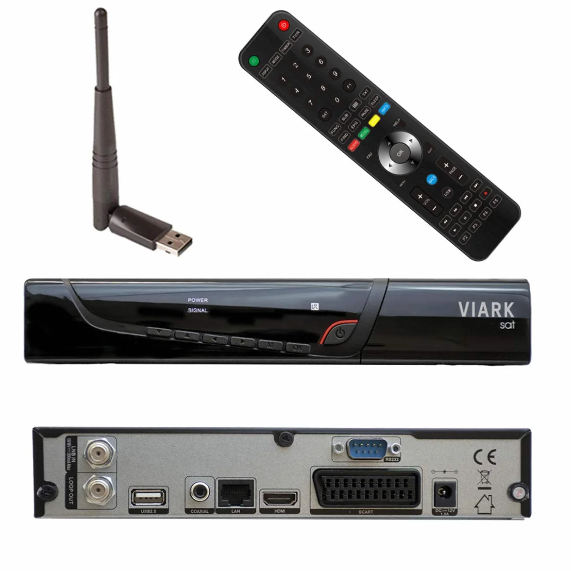 Viark SAT, cyfrowy odbiornik satelitarny Full HD, DVB-S2 Multistream H.265, z siecią LAN, anteną WiFi USB i czytnikiem kart AC