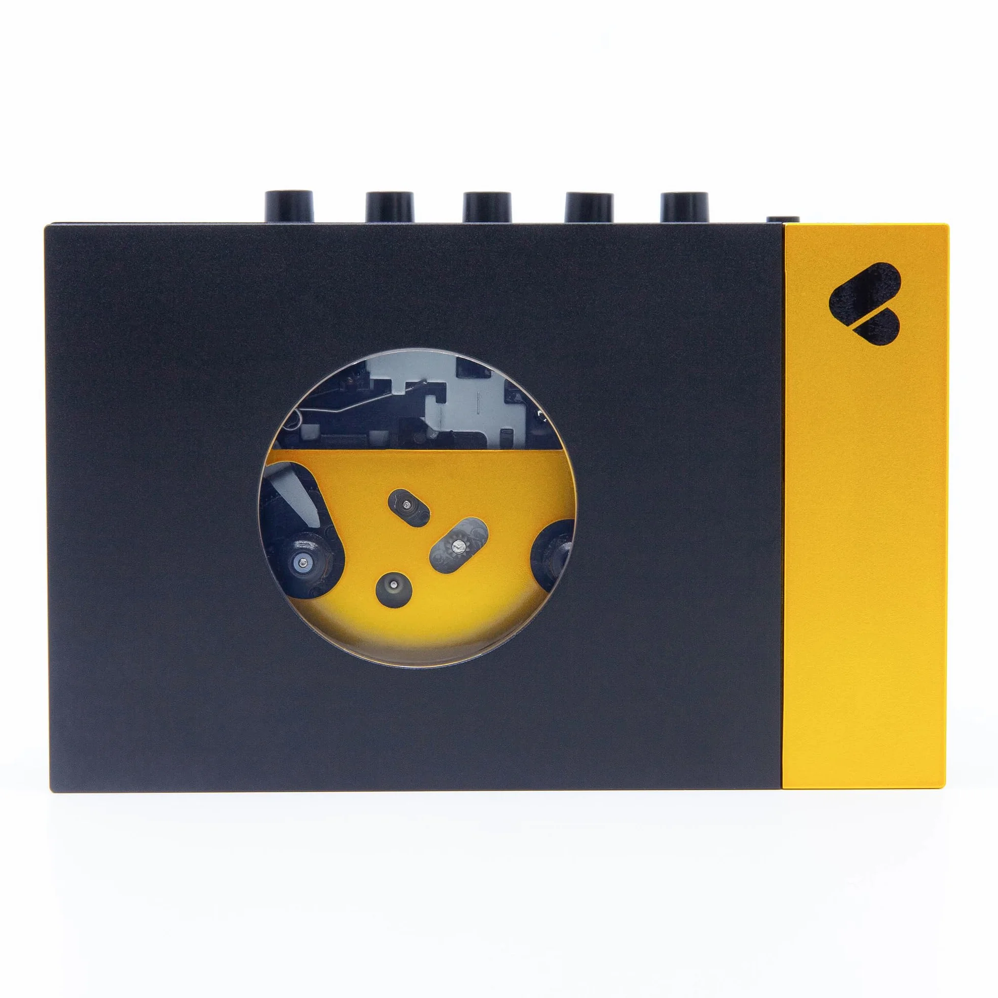 WeAreRewind Amy Tragbarer Kassettenspieler mit Bluetooth, Black Yellow (WE-001-BY1)