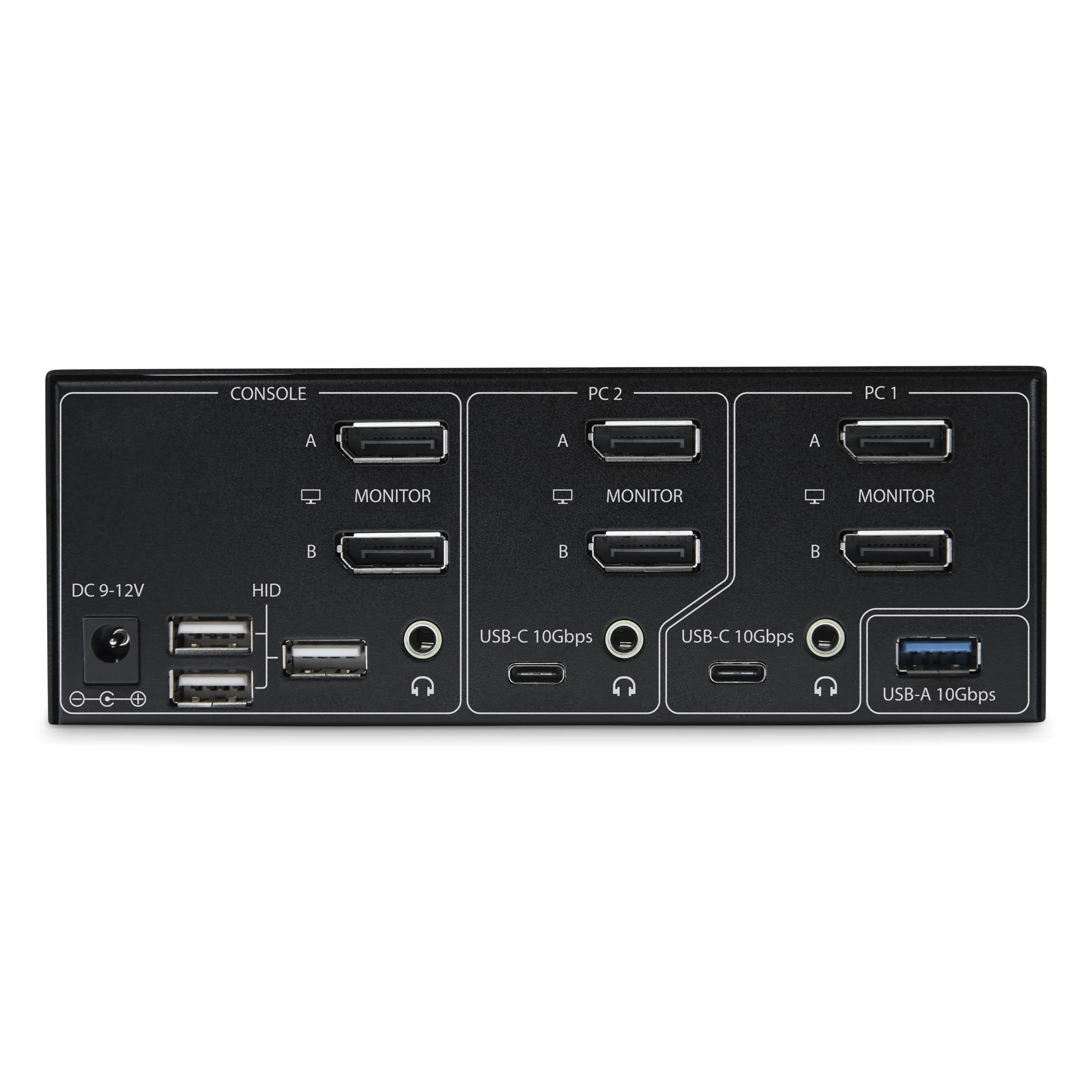 StarTech.com KVM 2-portowy przełącznik DisplayPort do dwóch monitorów, 8K 60 Hz/4K 144 Hz, DP 1.4, 2 x USB 10 Gbps, 4 x USB, hotkey/TAA