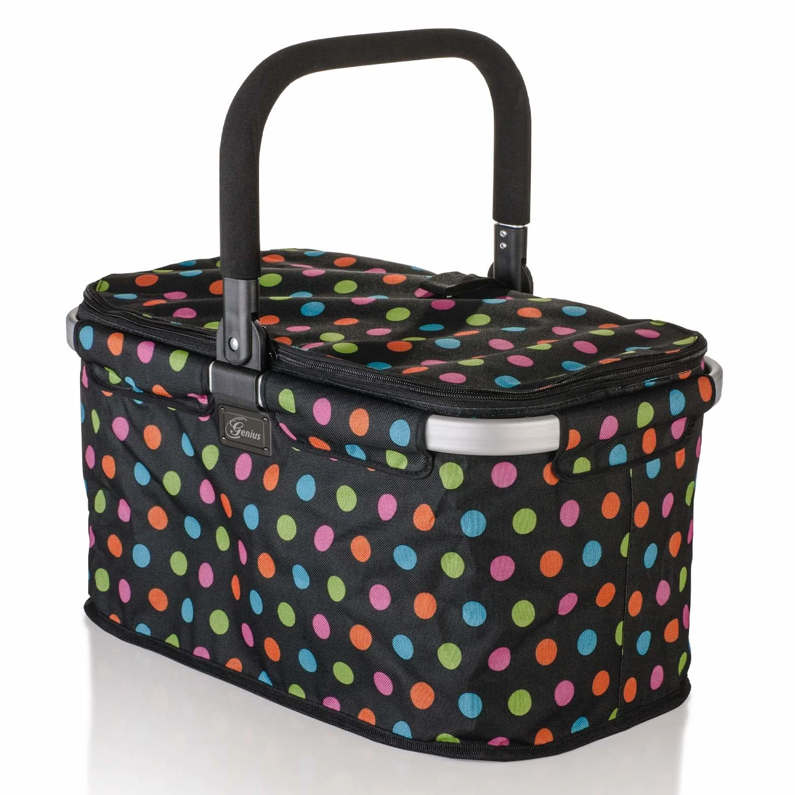 Genius Falko Premium kosz na zakupy niebieski 22 l składany z pokrywką aluminiowym uchwytem