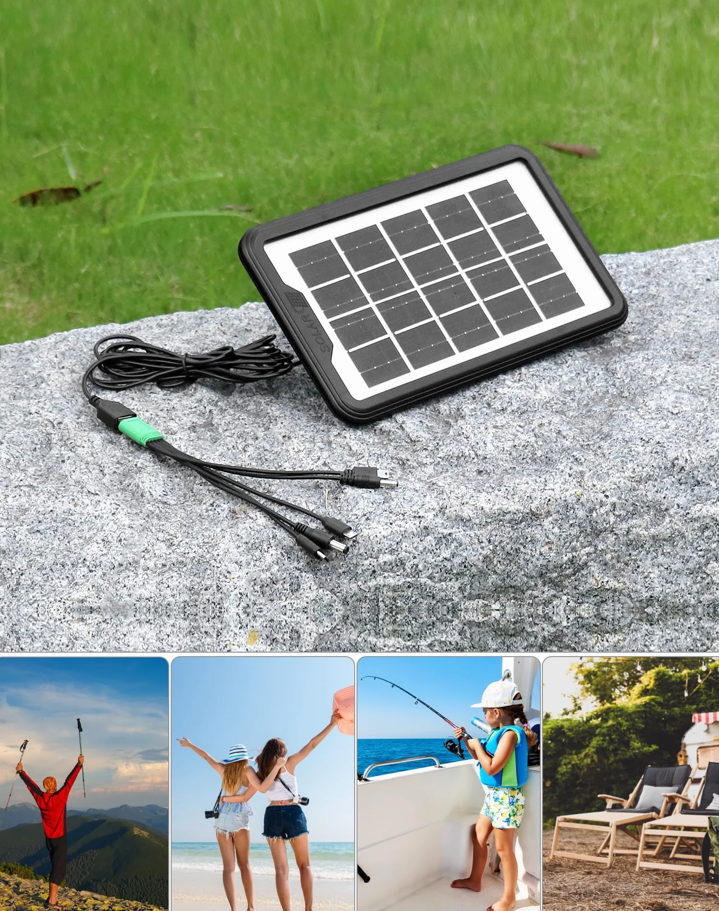 QWORK®Ładowarka słoneczna do telefonów komórkowych Mini USB Panel słoneczny do aktywności na świeżym powietrzu — 8 W 1,6 A 6/12 V — IP65 Wodoodporny