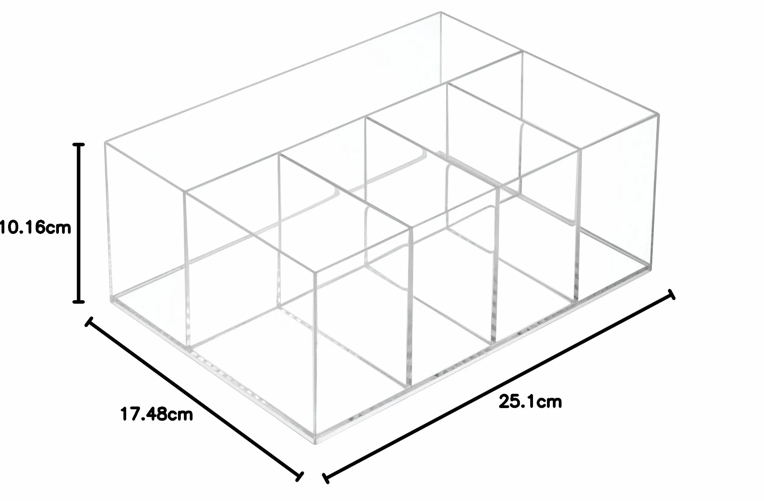 iDesign 5-komorowy plastikowy organizer do przechowywania w łazience, kolekcja Clarity – 25 cm x 17,5 cm x 10,2 cm, przezroczysty