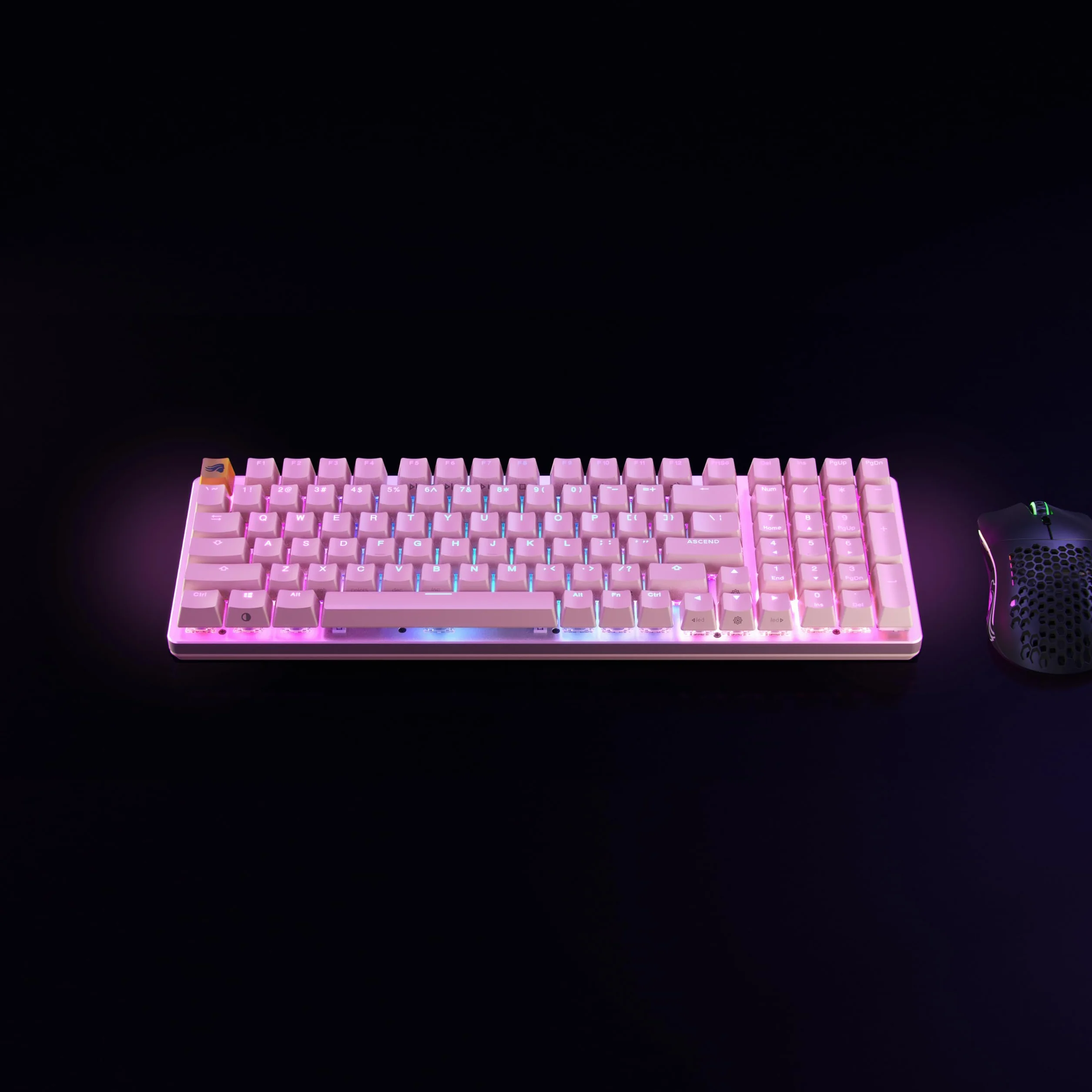 GLORIOUS Gaming GMMK 2 Full Size (96%) – klawiatura mechaniczna, obudowa aluminiowa, konfigurowalna, klawisze doubleshot, przełączniki GLORIOUS Fox, RGB, NKRO, angielski układ QWERTY - Różowy