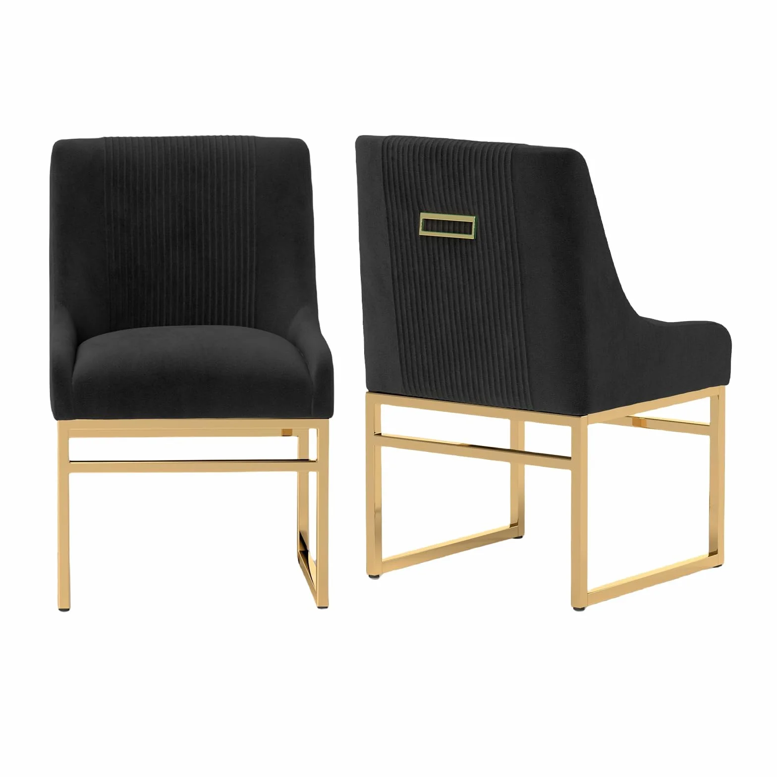 Zestaw 2 krzeseł kuchennych aksamitne złote nogi metalowa rama mid-century modern