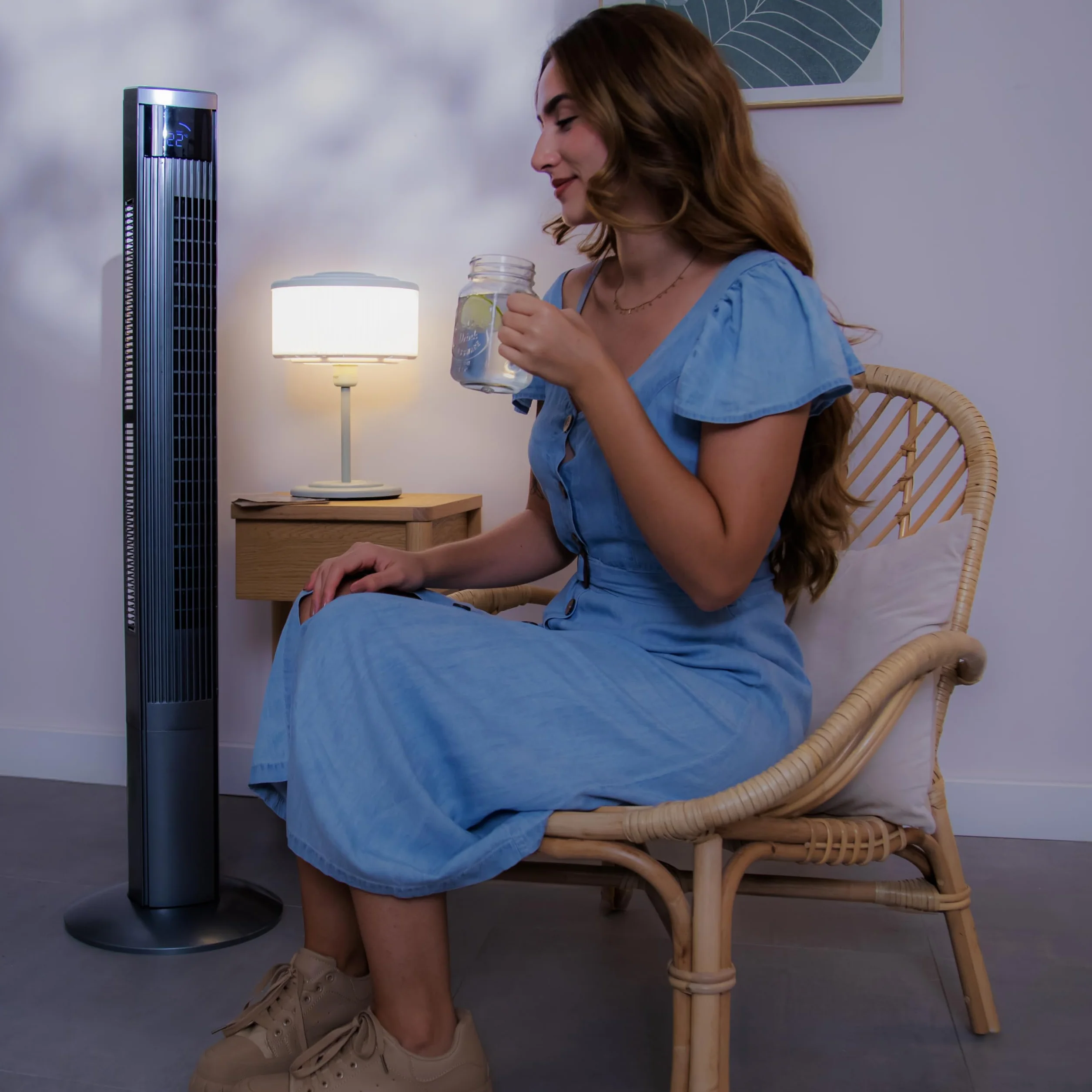 Cecotec EnergySilence 9090 Skyline Ionic Tower Fan 47" 45 W jonizator ekran dotykowy LED pilot zdalnego sterowania 3 tryby prędkości 12-godzinny timer oscylacja 70º