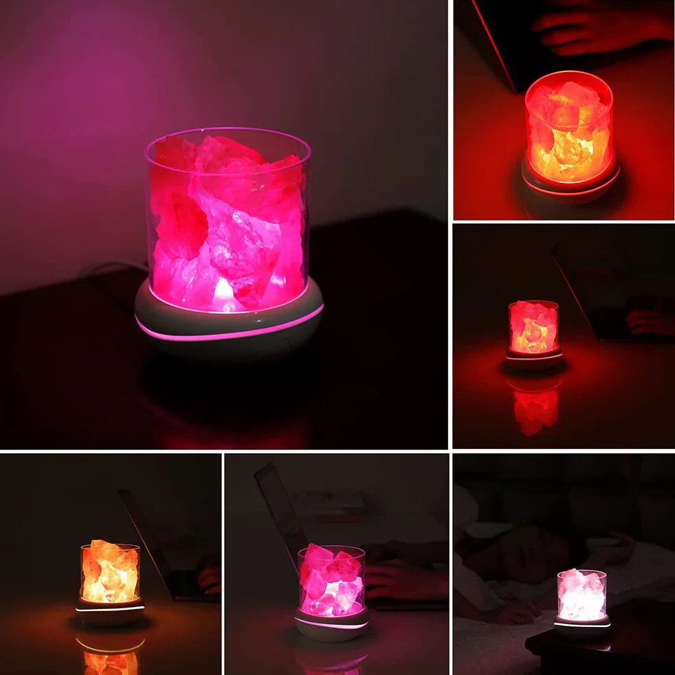 Kryształowa solna Dyfuzor zapachowy USB Solna lampka nocna solna, Kylewo12 x 10 x 10 kryształowa solna kolorowa sól kryształowa zapachowa olejek rozproszony (kolorowy 02)