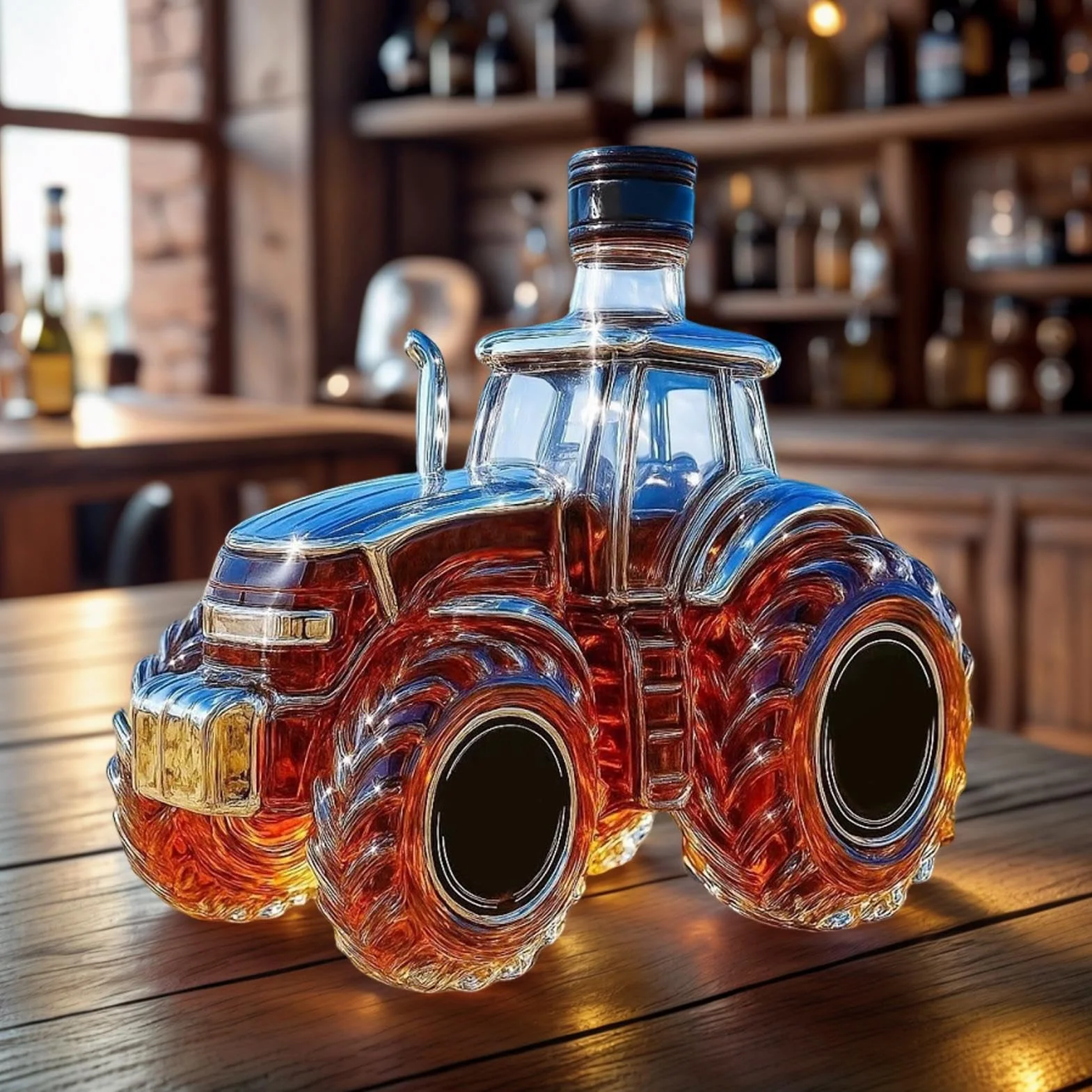 Butelki na alkohol | 300 ml dozownik alkoholu w kształcie traktora - dozownik do butelek wódki whisky, do napojów brandy burbon, rodzinne spotkanie, przyjęcie, Boże Narodzenie, wesela