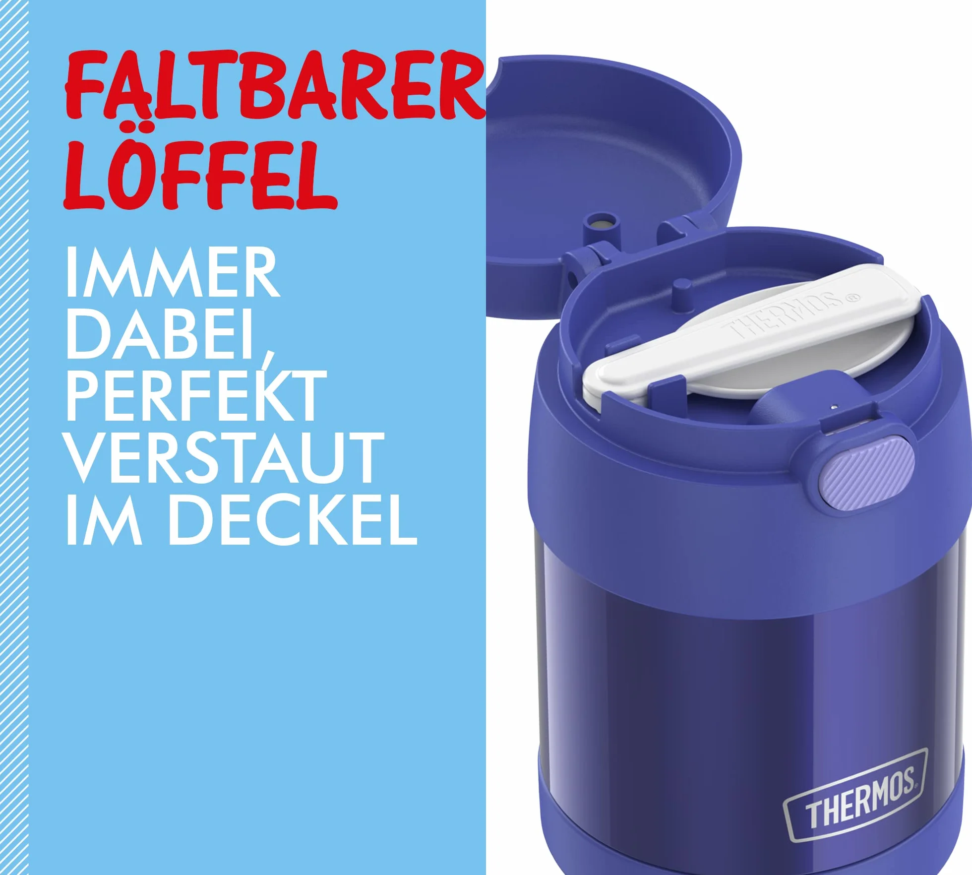 Thermos kids FUNTAINER FOOD JAR 0,30 l, fioletowy, pojemnik termiczny na jedzenie z łyżeczką dla dzieci, 5 h gorący/7 h zimny, absolutnie szczelny do zupy, musli, przerwy