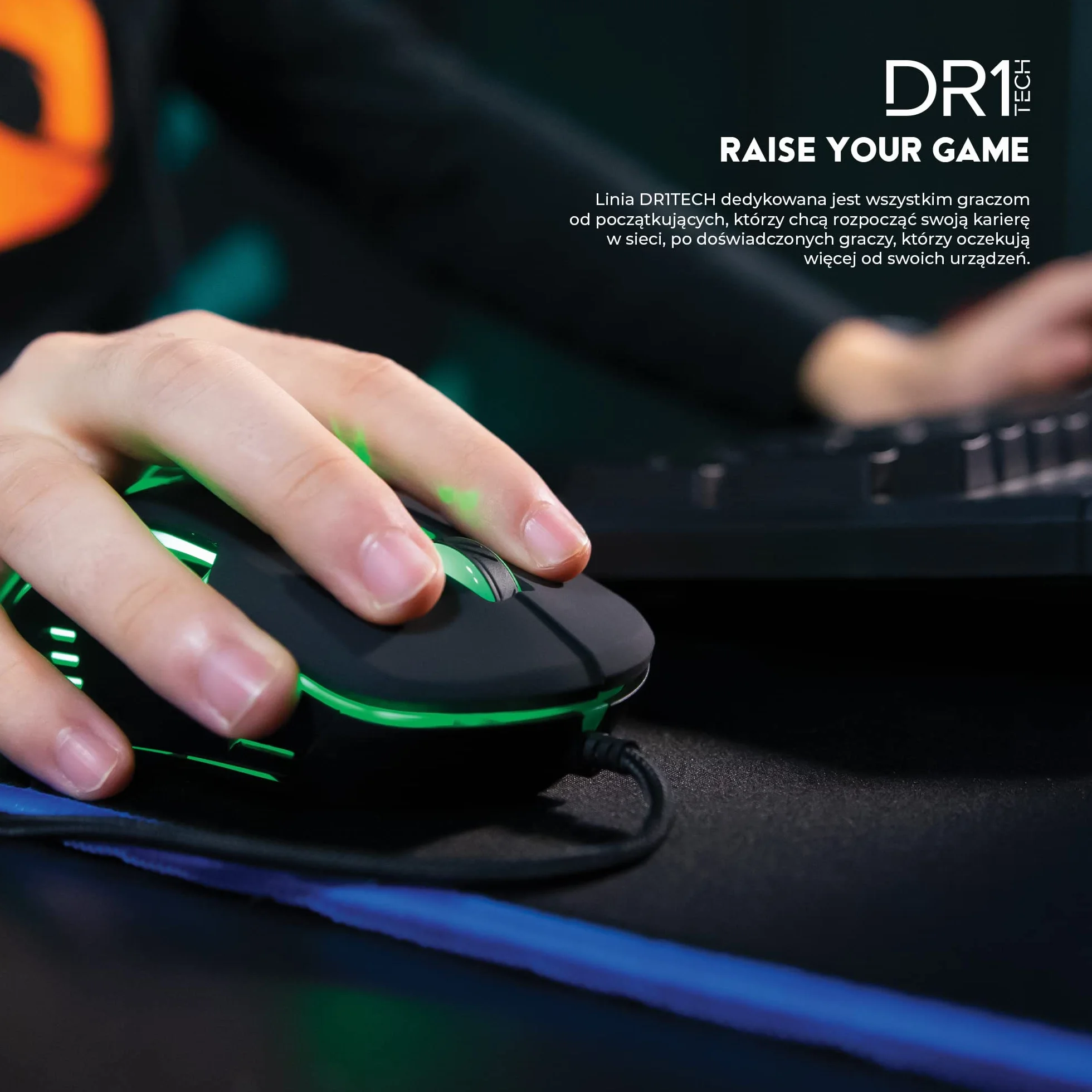 DR1TECH Hunter Profesjonalna Mysz Do Gier Z Odporną Tkaniną [5 Wymiennych Ciężarków + TRIPLE FIRE] - 9 Programowalnych Przycisków Do 4200 DPI - Ergonomiczna Mysz Do Gier Dla PC/PS4