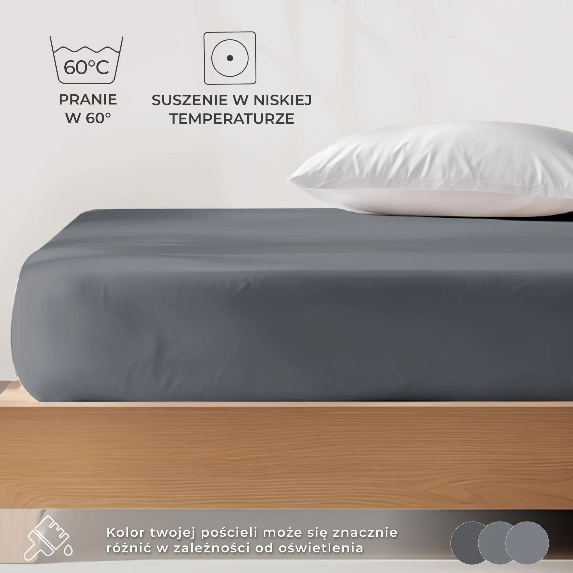 Prześcieradło Dreamzie 180x200 cm - 200x200 cm, 100% bawełna organiczna Jersey, wysokość materaca do 32 cm, hipoalergiczne, Oeko-Tex, ciemnoszary