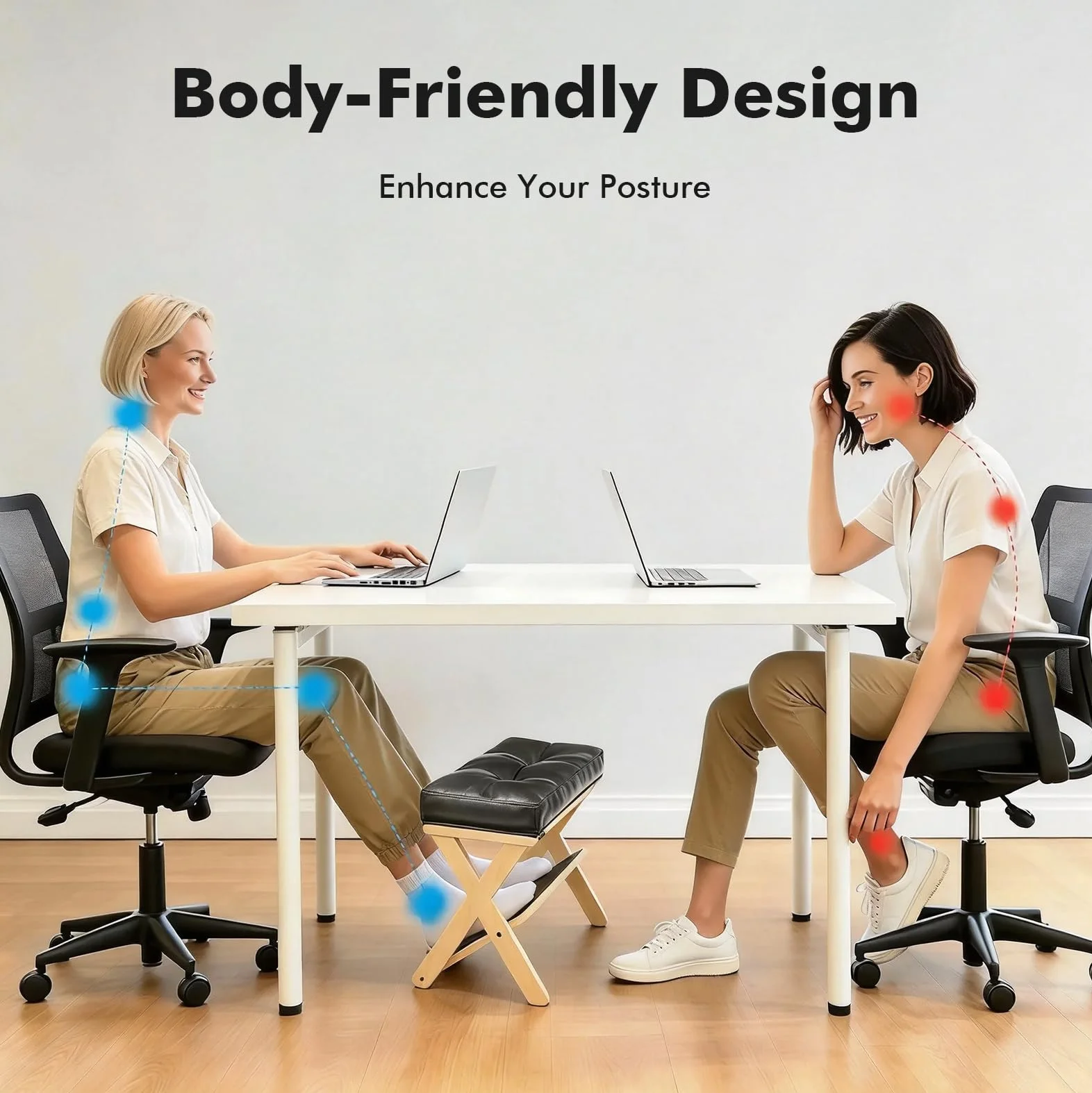 Podnóżek 2 w 1, podnóżek z regulacją wysokości, ergonomiczny podnóżek z drewna z miękkim, antypoślizgowym podnóżkiem do biura, samochodu, podnóżek, krzesło do Vanity