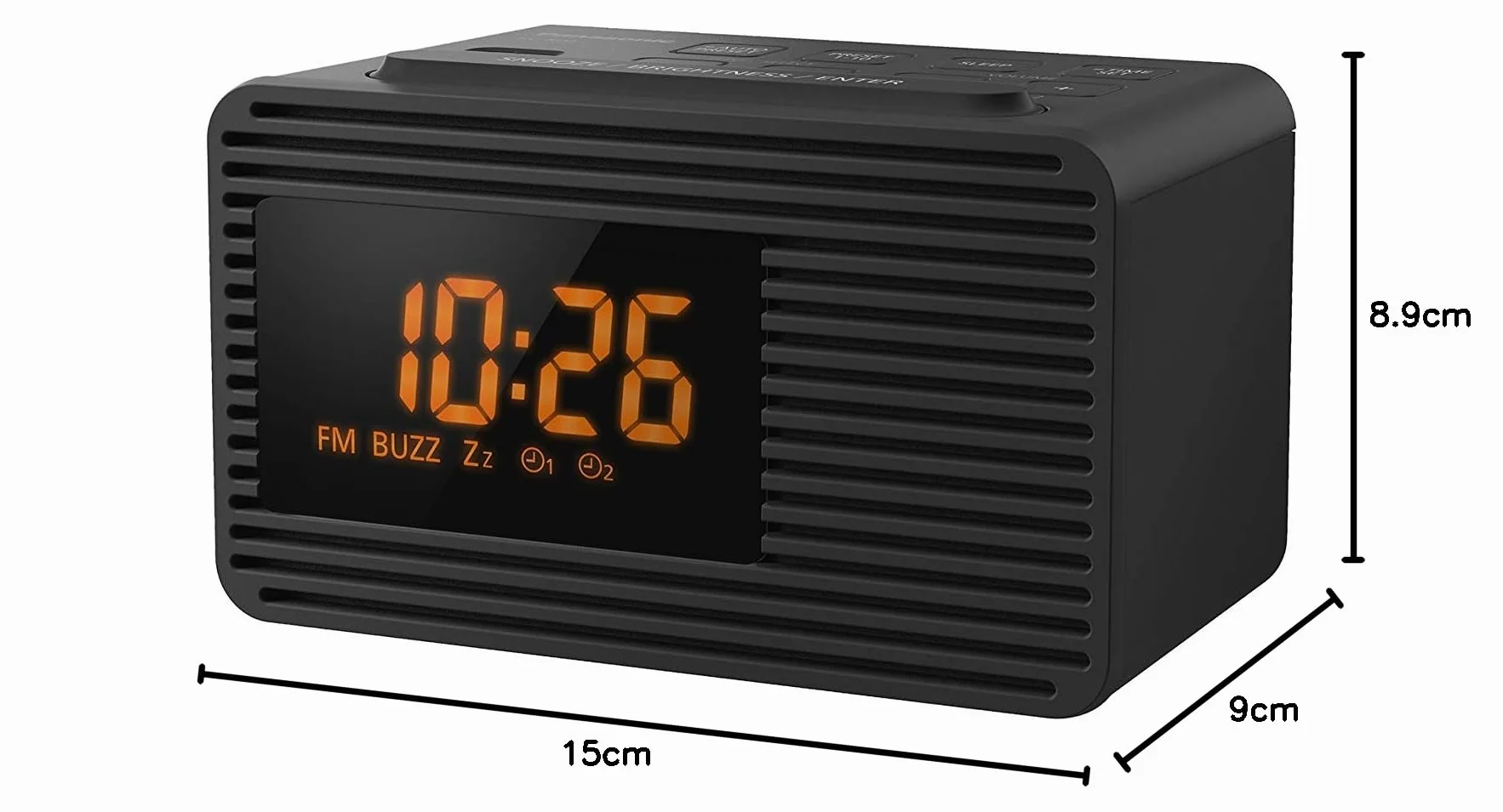 Panasonic RC-800 radio FM z budzikiem (możliwość zapisania 10 stacji, duży wyświetlacz, funkcje timera, pełnozakresowy głośnik o średnicy 5cm), czarne