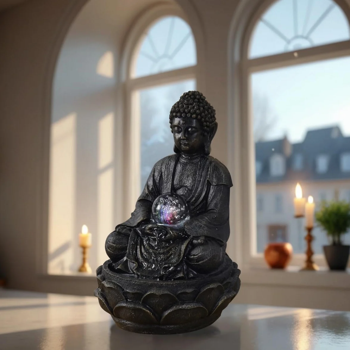 Fontanna wewnętrzna LED Budda Multicolor 20 cm