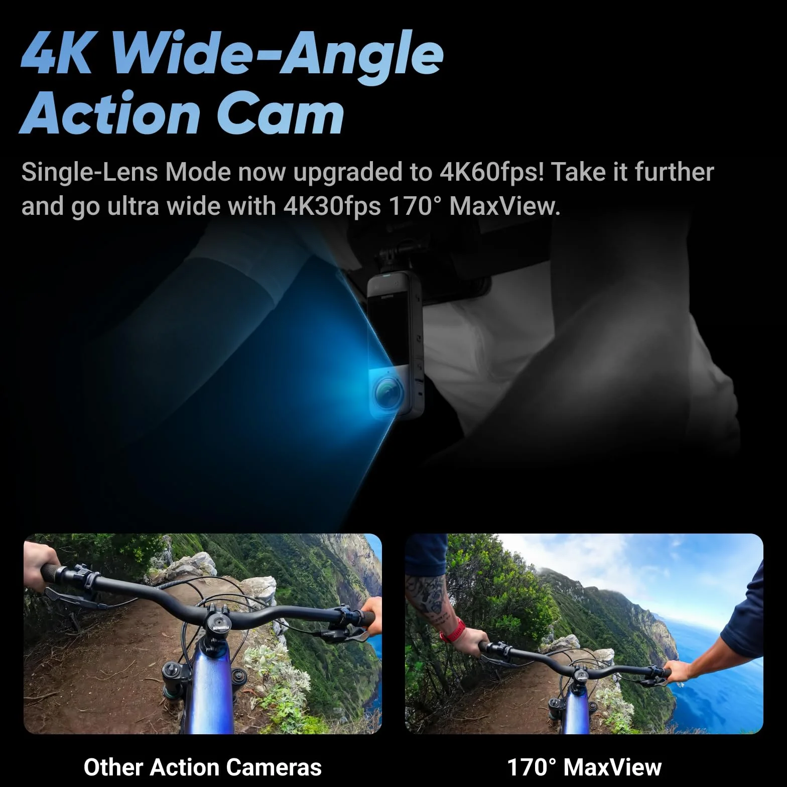 Insta360 Zestaw X4 Get-Set – wodoodporna kamera sportowa 360 8K, szeroki kąt wideo 4K, niewidoczny kij do selfie, zdejmowane osłony obiektywów, żywotność baterii 135 min, edycja AI, stabilizacja, brak