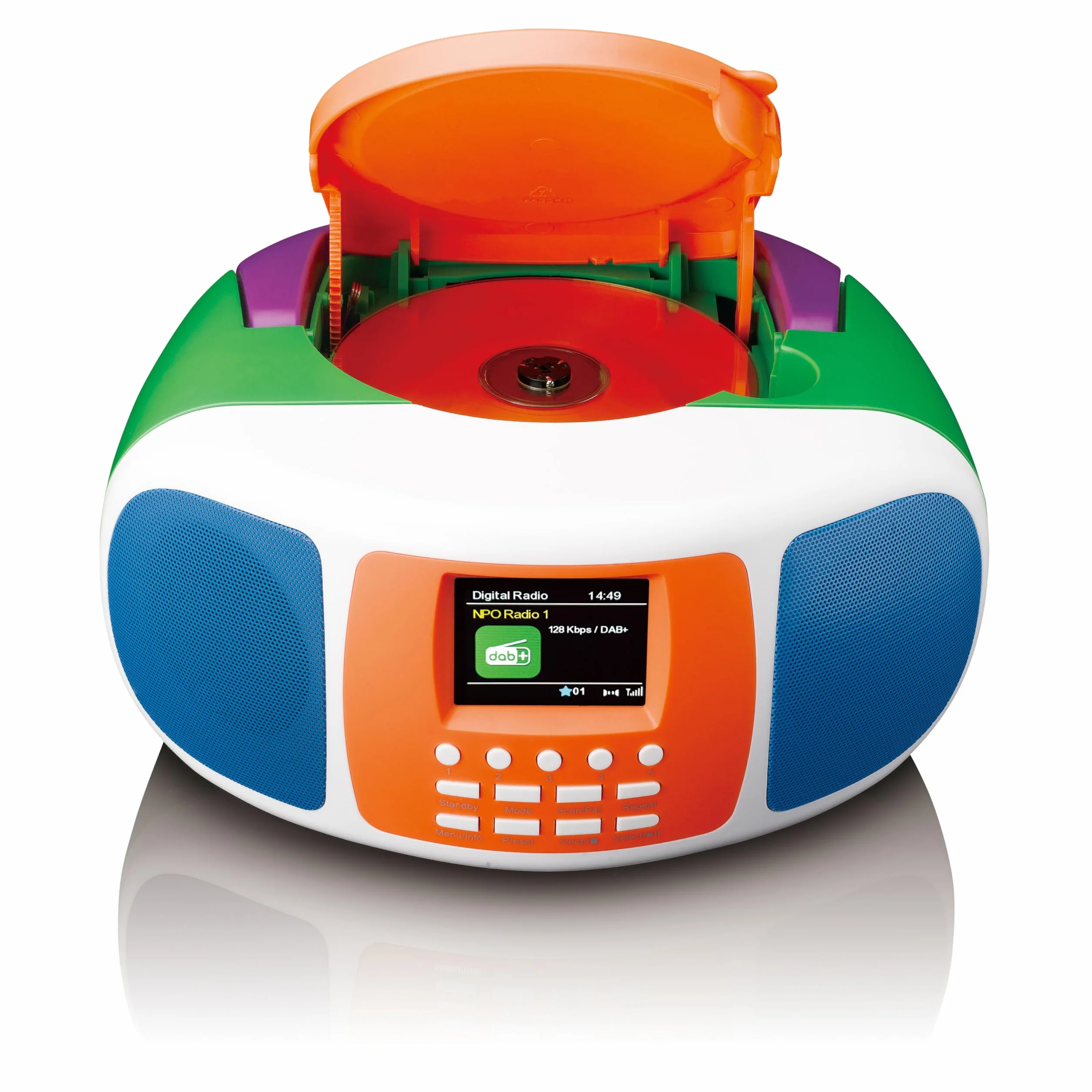 Lenco SCD-861KIDS – przenośne radio DAB+/FM dla dzieci z Bluetooth® 5.3, odtwarzacz CD, dźwięk stereo, kolorowy wyświetlacz, funkcja budzika, zasilanie bateryjne i sieciowe, wejście AUX i słuchawki
