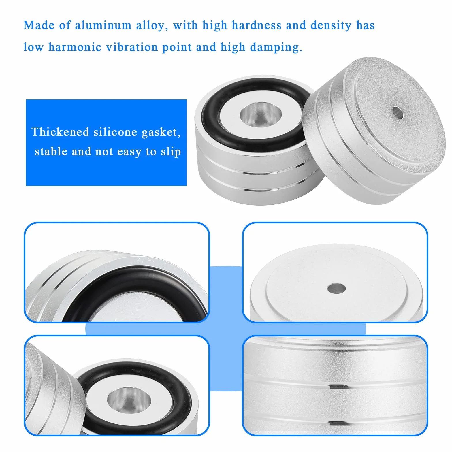 4 aluminiowe nóżki do głośnika do gramofonu HiFi, 40 x 20 mm nóżki amortyzatorów (czarne)