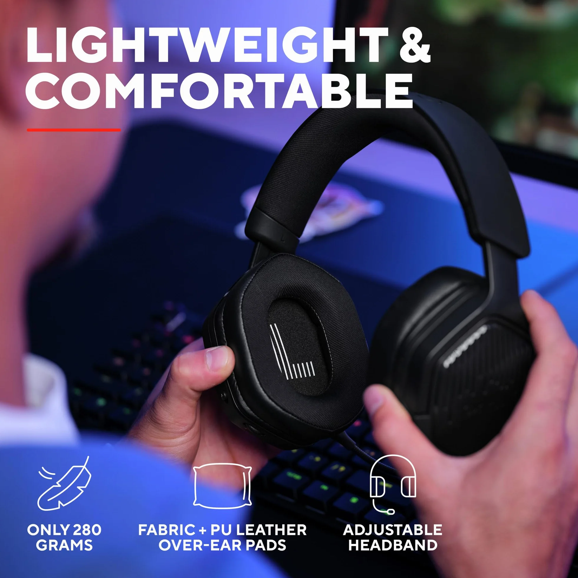 Trust GXT 1493 Ravox Słuchawki Bezprzewodowe Gamingowe Bluetooth + 2.4 GHz do PS5 PS4 Switch PC Smartfonów, Przetworniki 50mm, Akumulator 70h, Wokółuszny Headset z Mikrofonem, Czarny