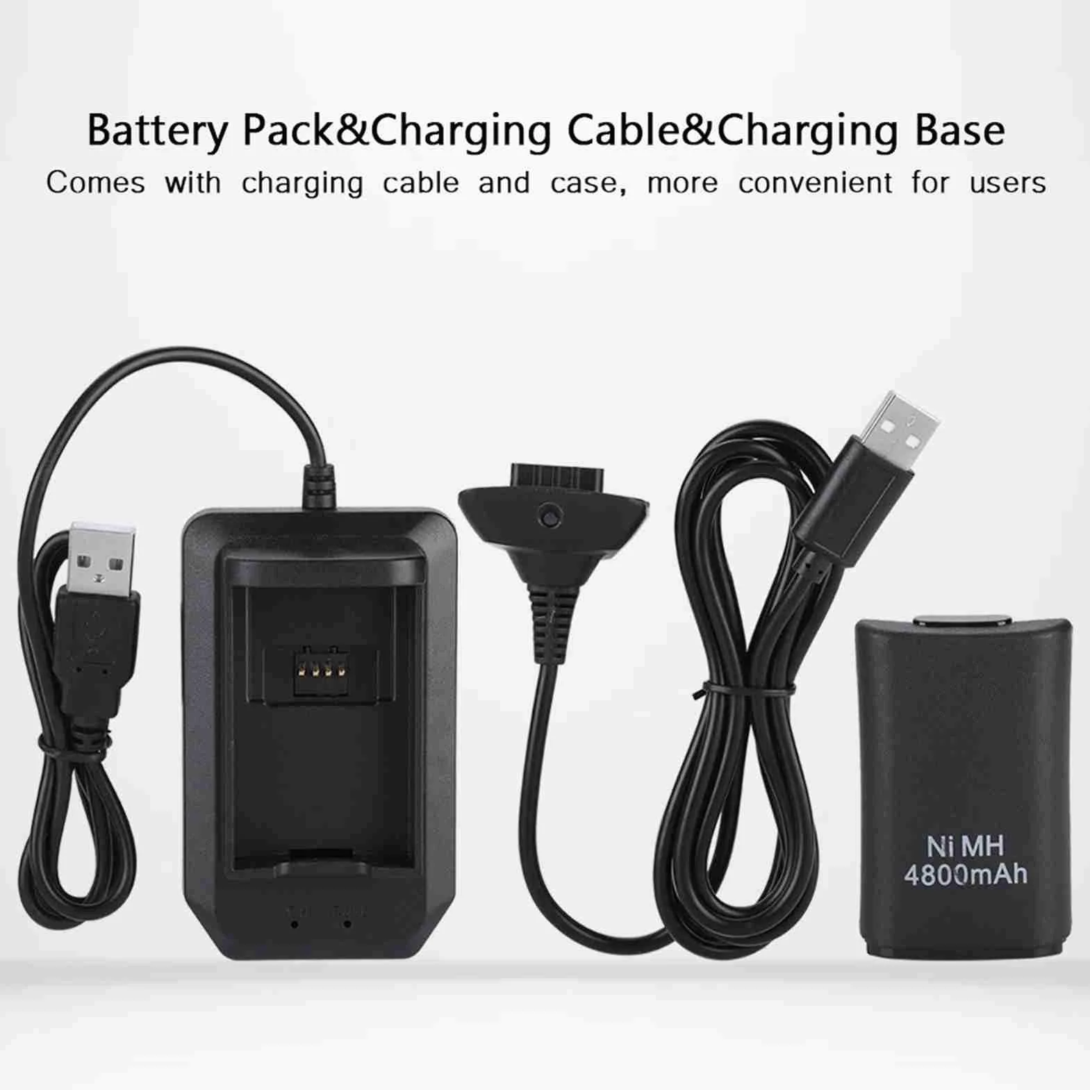 Bewinner Akumulator 4800 mAh do Kontrolera 360 z Kablem USB i Bazą Ładującą