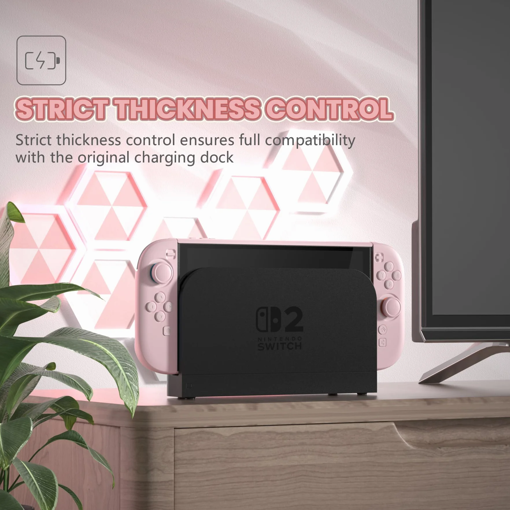 PlayVital Etui Ochronne do Switch 2, Sztywne Osłona Grip Joycon z Nakładką na Joystick – Różowy Kwiat Wiśni