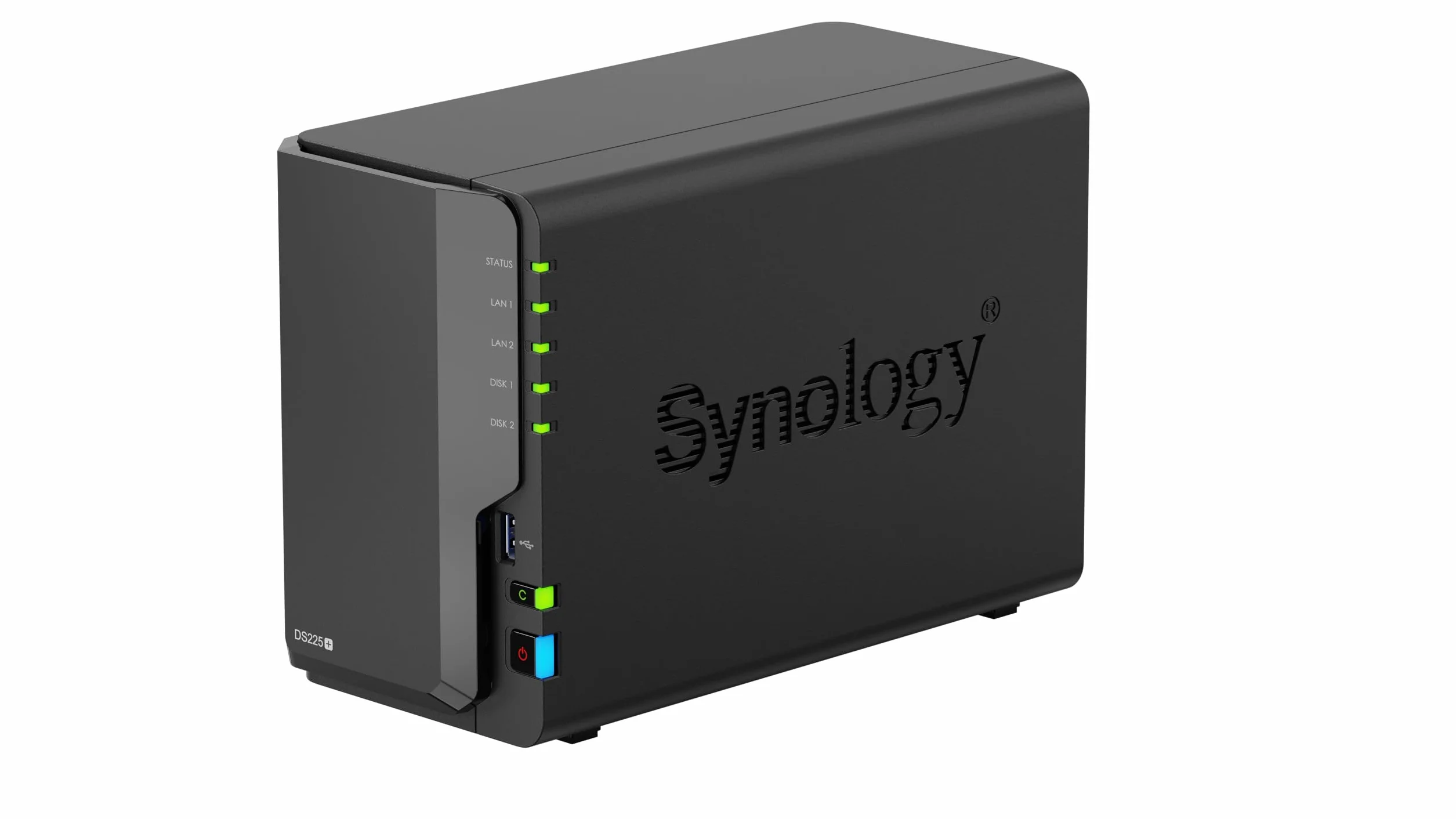 Synology DiskStation DS225+ 2-kieszeniowy 3,5" bezdyskowy procesor Intel Celeron, 2 GB pamięci RAM, 1 x 2,5 GbE, 1 x 1 GbE, 2 x USB 3.2