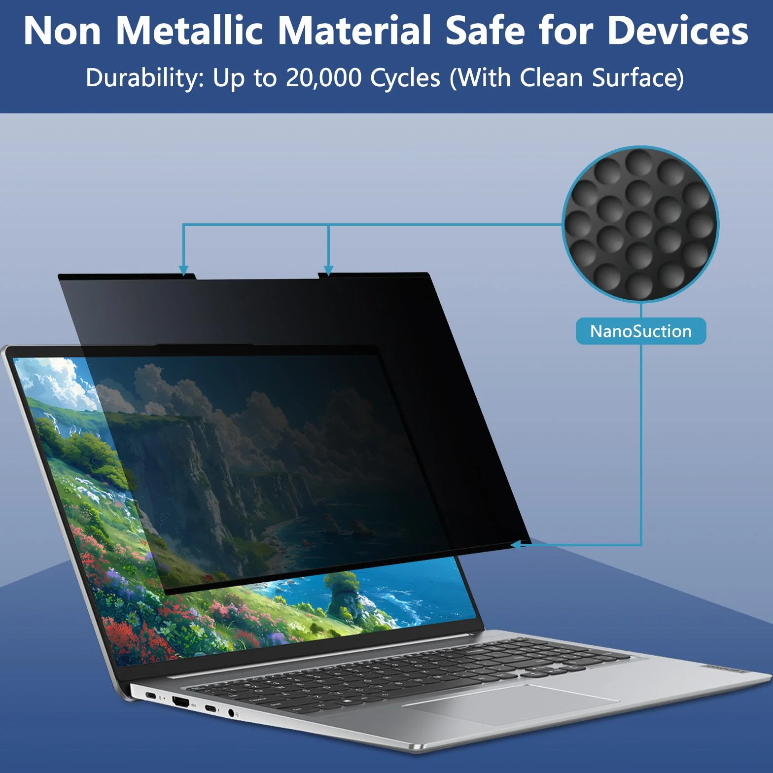 Zdejmowany filtr prywatności Nanoprzylepny do laptopa 14 cali 16:9 folia ochronna, przeciwodblaskowa i filtr niebieskiego światła do HP/Dell/Acer/Lenovo/Thinkpad/Samsung/ASUS/Sony 14" (310 x