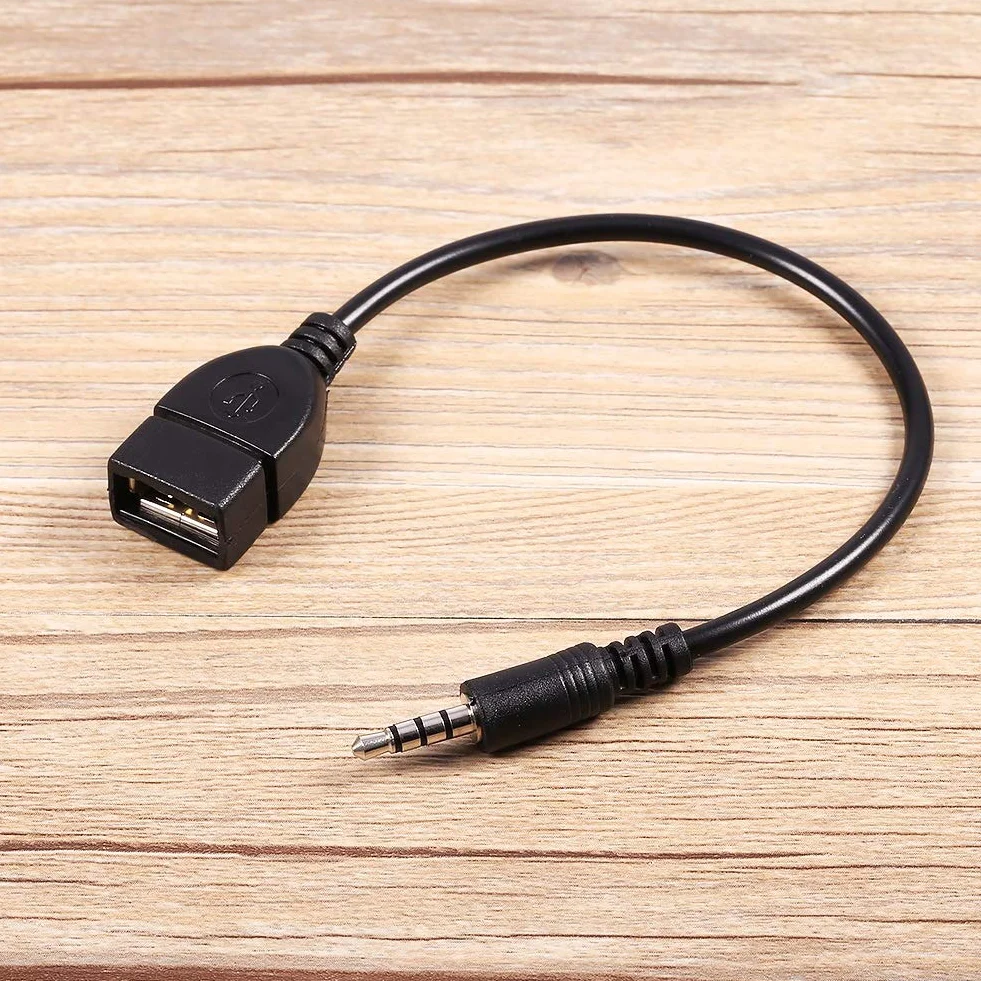 Adapter konwertera Kabel 3,5 mm męski jack audio AUX na USB 2.0 typ A żeński OTG, długość 20 cm