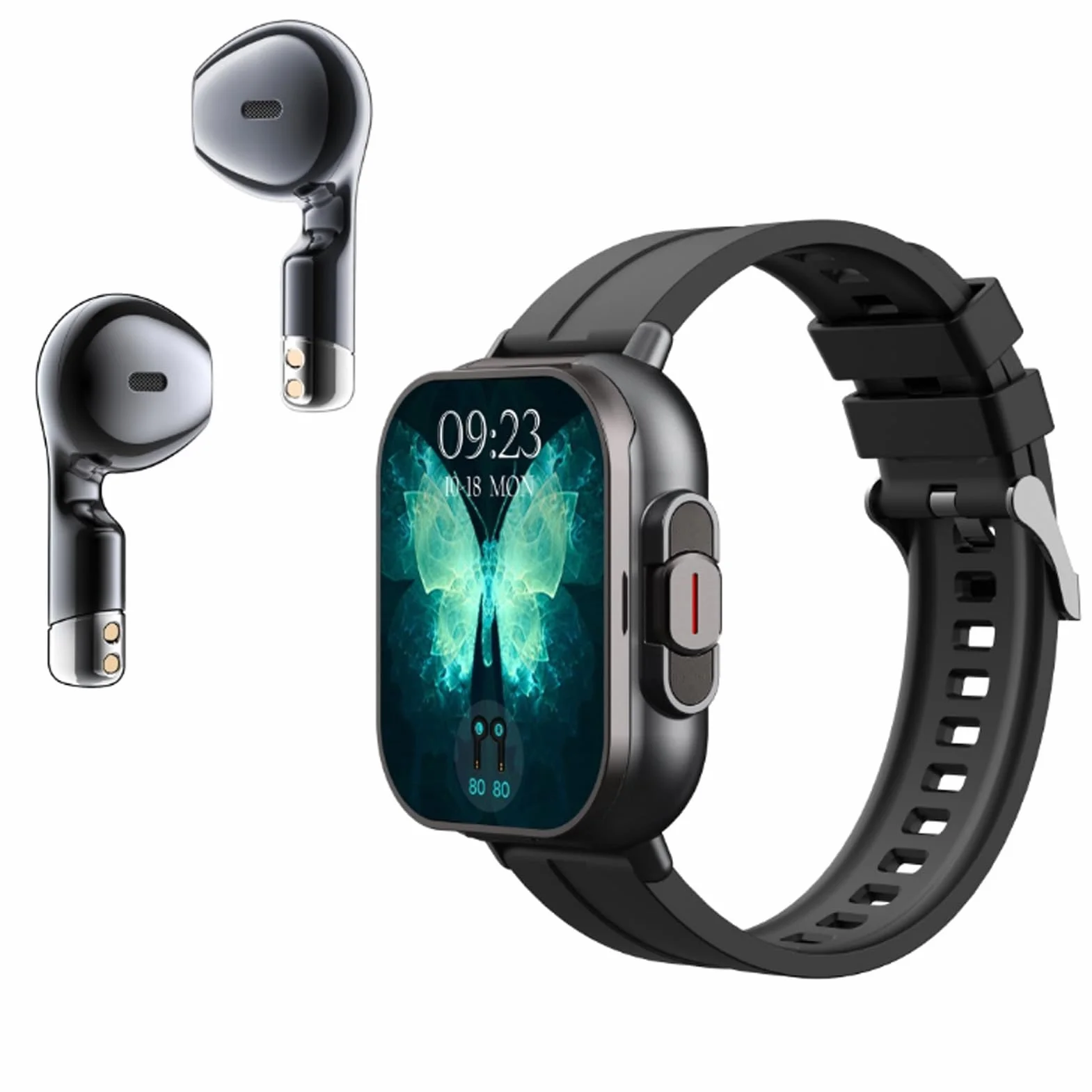 Inteligentny Zegarek ze Słuchawkami, Bezprzewodowy Zestaw Słuchawkowy Smartwatch 2 w 1 z Silikonowym Paskiem i Ekranem o Przekątnej 2,01 Cala, Zegarek z Trackerem Fitness dla IOS