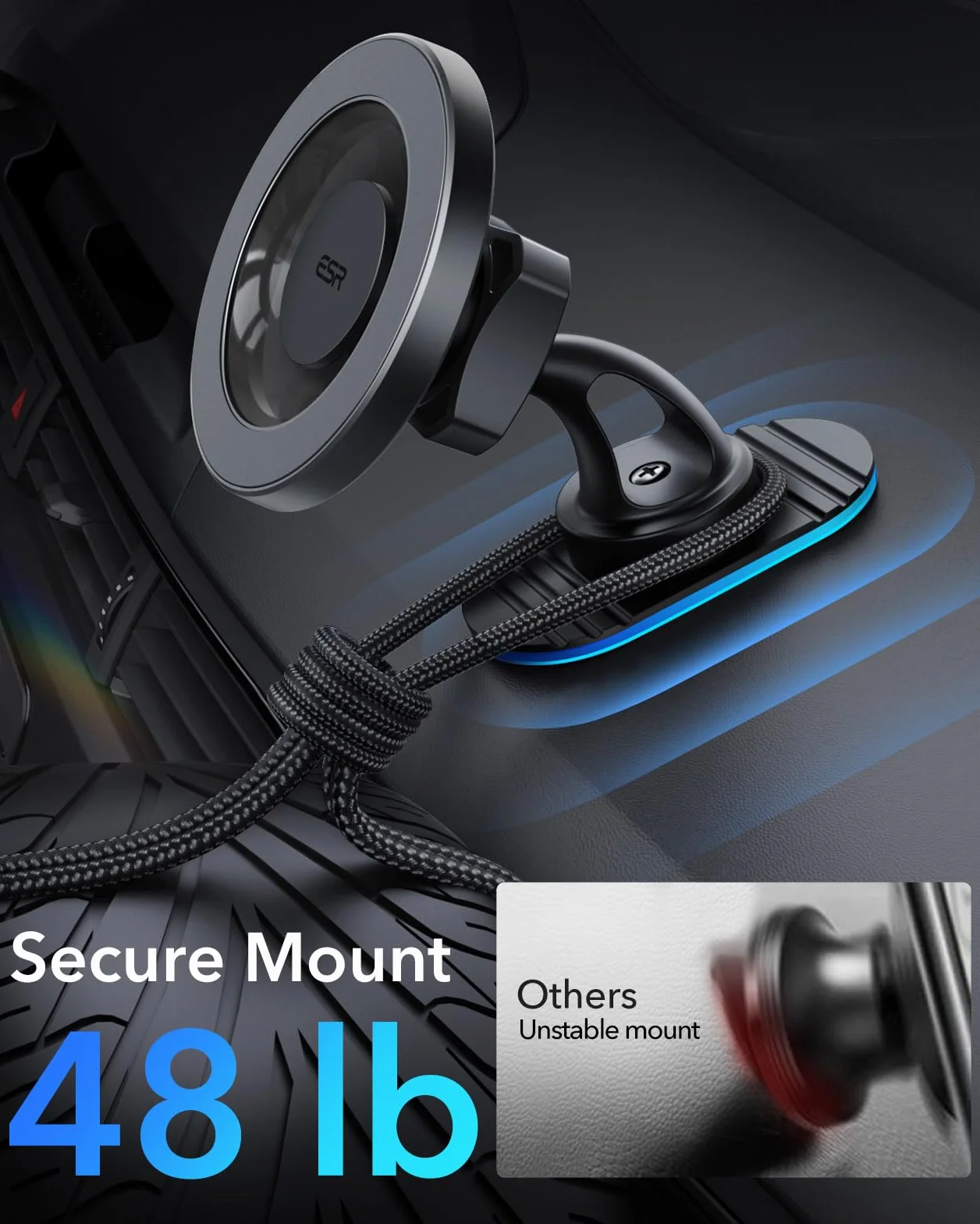 ESR HaloLock magnetyczny uchwyt samochodowy na telefon komórkowy, kompatybilny z MagSafe, kompatybilny z iPhone 14/14 Pro/14 Pro Max/14 Plus i iPhone 13/12, nie obsługuje ładowania, czarny
