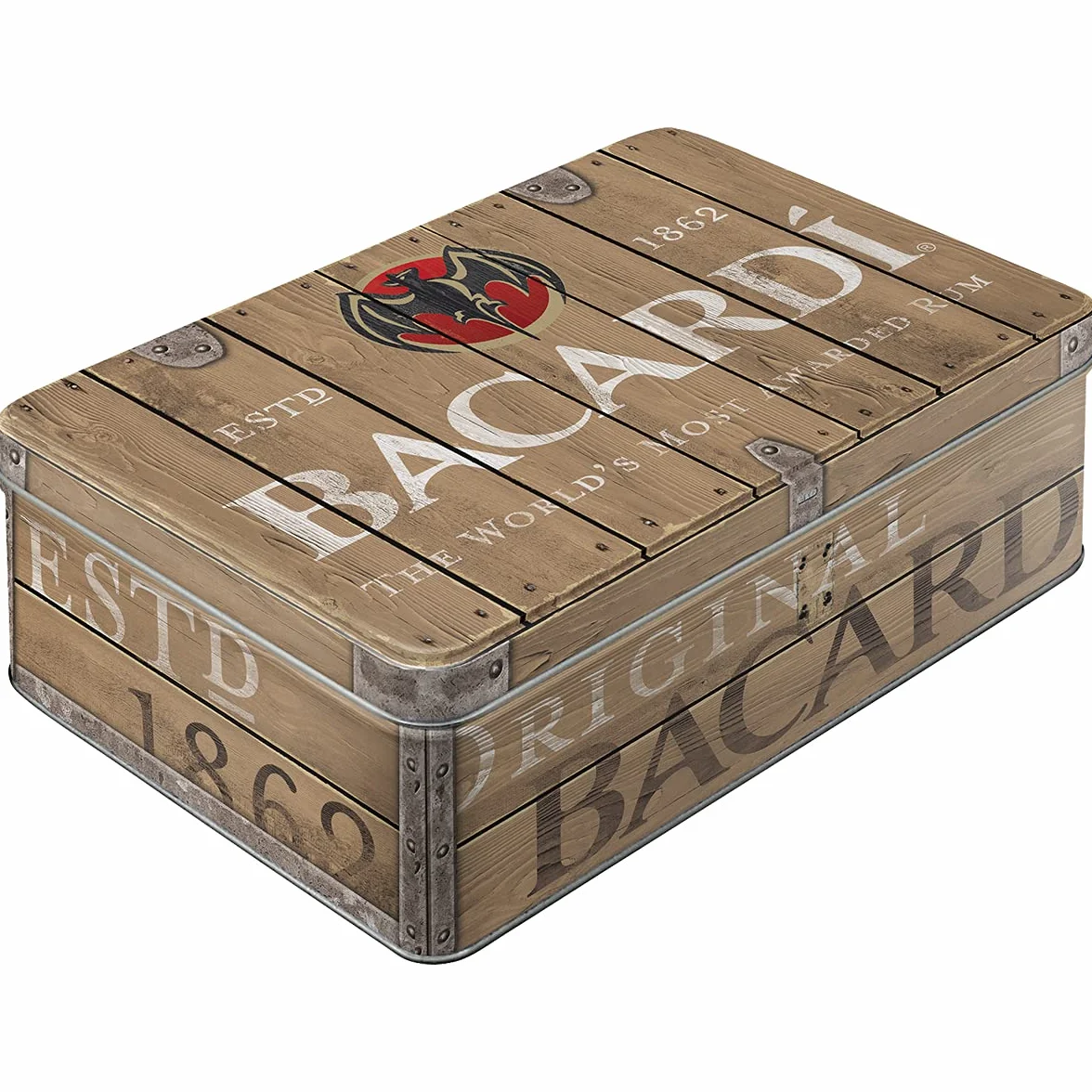 Nostalgic-Art Bacardi puszka na zapasy 2,5 l Wood Barrel retro vintage blaszana z pokrywką