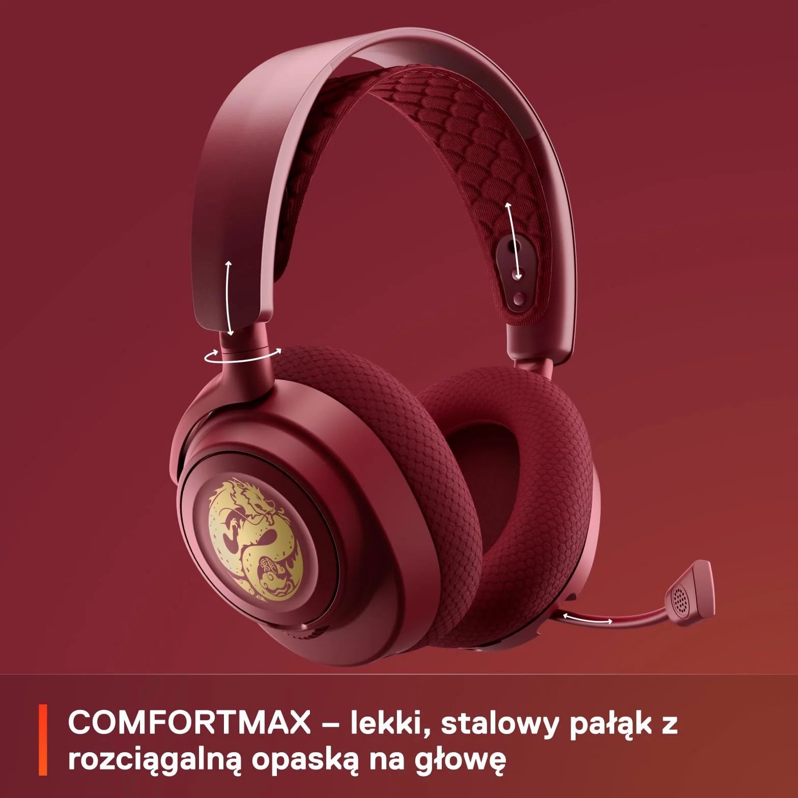 SteelSeries Arctis Nova 7 Wireless - Multi-Platform Gaming Headset - Dragon Edition - głośniki + nakładki - Podwójna łączność 2,4 GHz, Bluetooth - bateria 38 HR Fast Charge - PC, PS, komórki, Switch