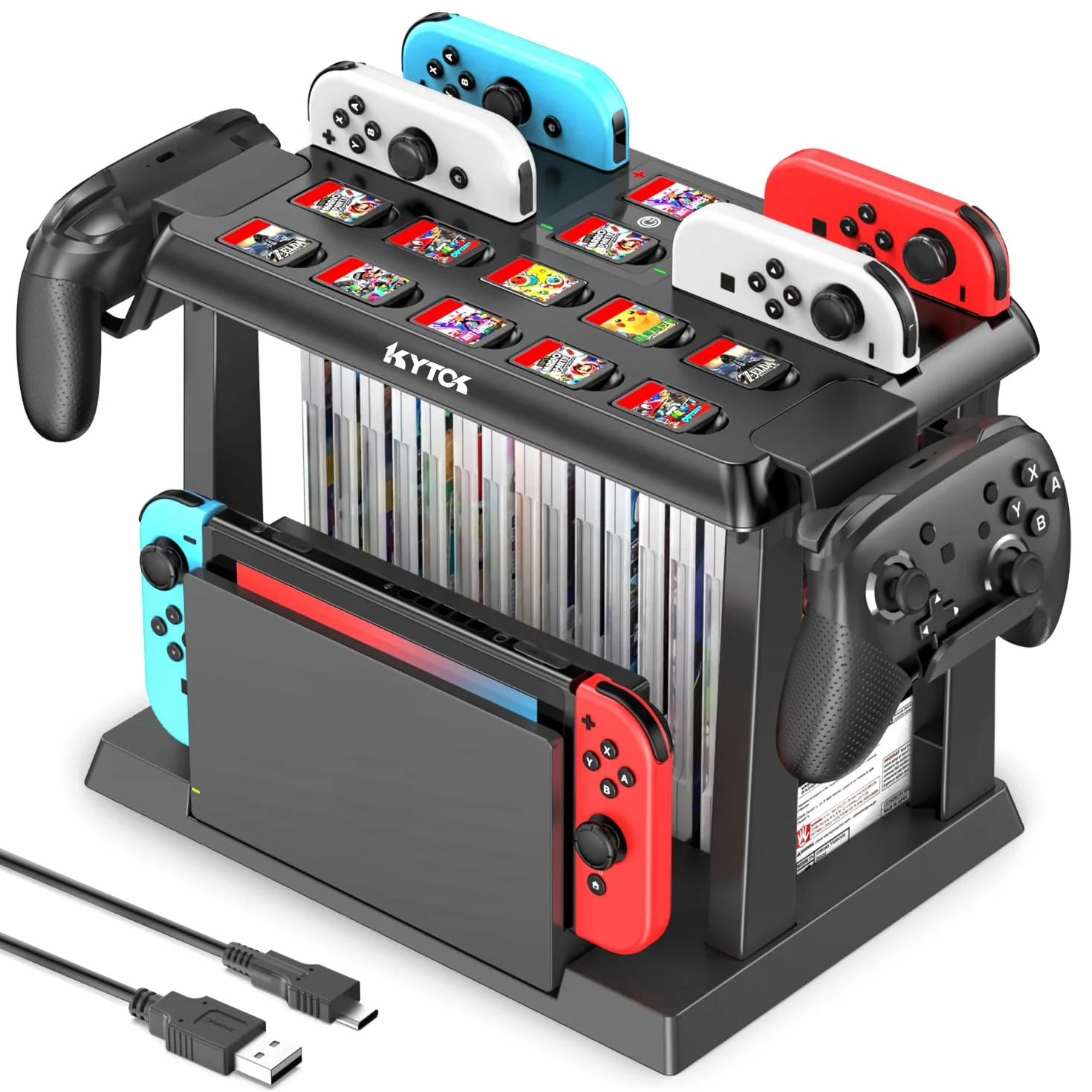 Kytok Switch Stacja Ładująca Kontrolera dla Nintendo Switch/OLED, Przełącznik Pamięci Masowej Gier
