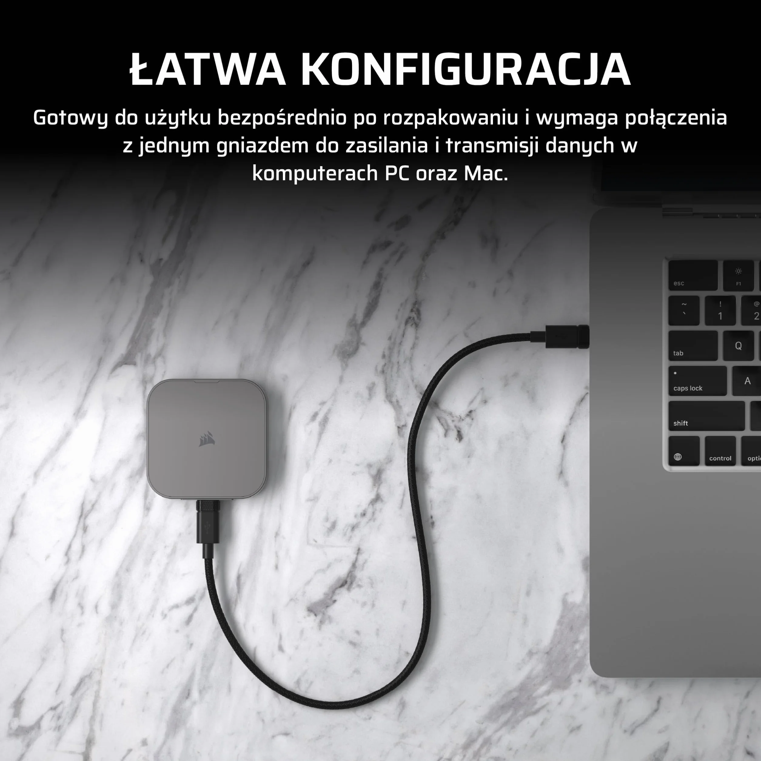 CORSAIR EX400U 1TB Przenośny SSD USB4 — USB Typ-C, USB4/USB 3.2 Gen2x2, do 40 Gb/s, Plug and Play, MagSafe, kabel USB-C (USB4) — Windows PC, Mac iOS — Szary