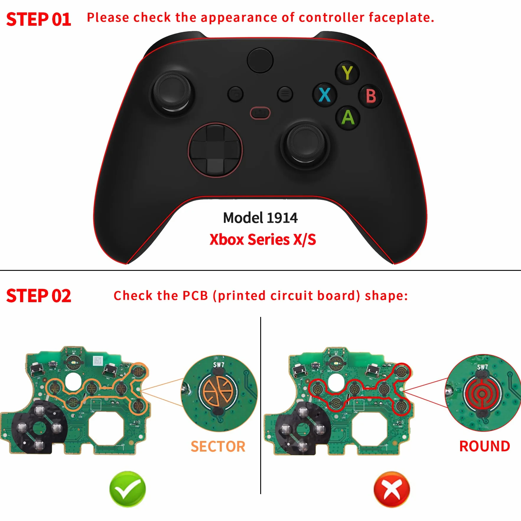 eXtremeRate Wielokolorowe przyciski LED do kontrolera Xbox Series X/S - 7 kolorów 9 trybów Zestaw