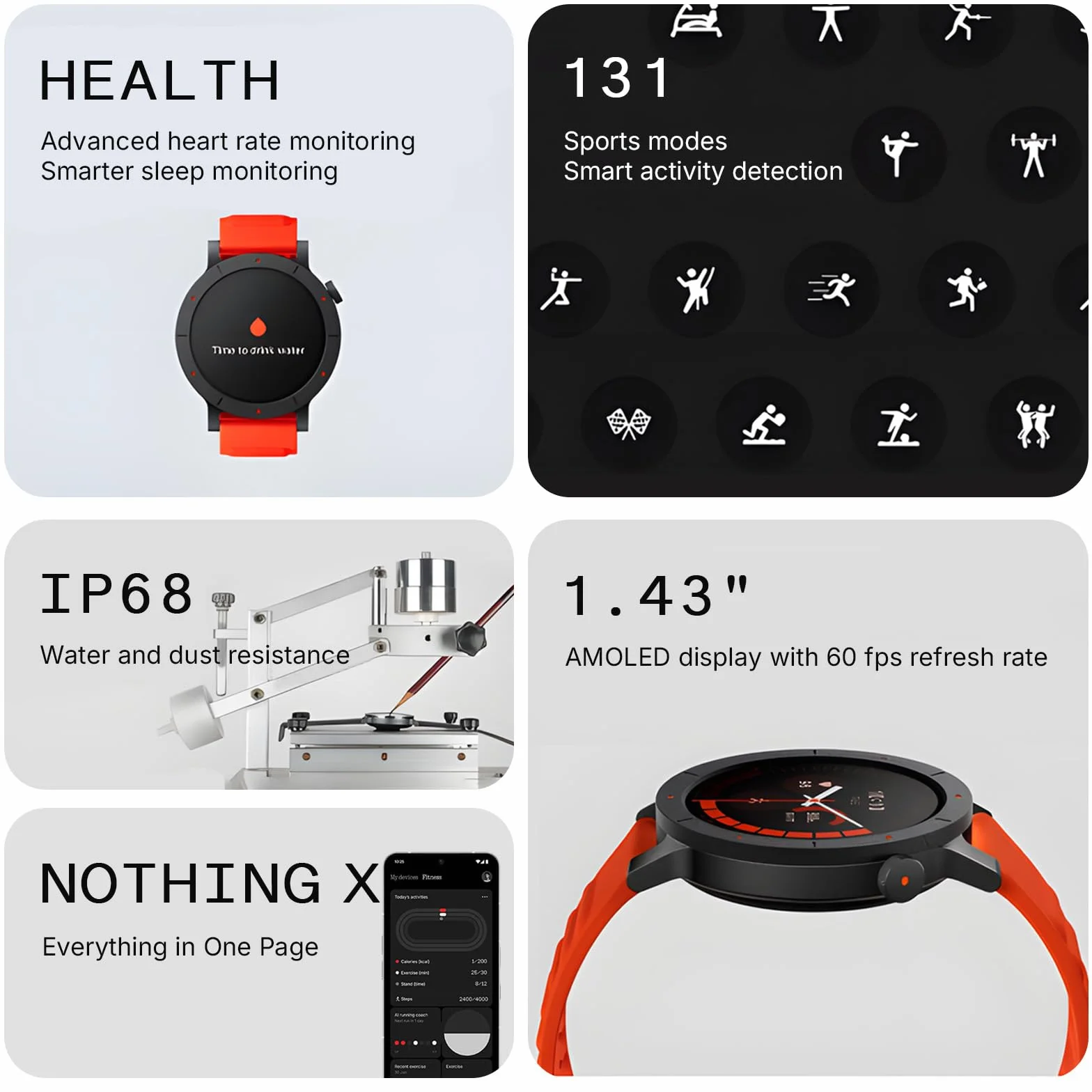 CMF by Nothing Smartwatch Watch 3 Pro z wyświetlaczem AMOLED 1,43 cala, dwuzakresowy GPS, połączenia Bluetooth z redukcją szumów AI, zaawansowane monitorowanie tętna i snu - pomarańczowy