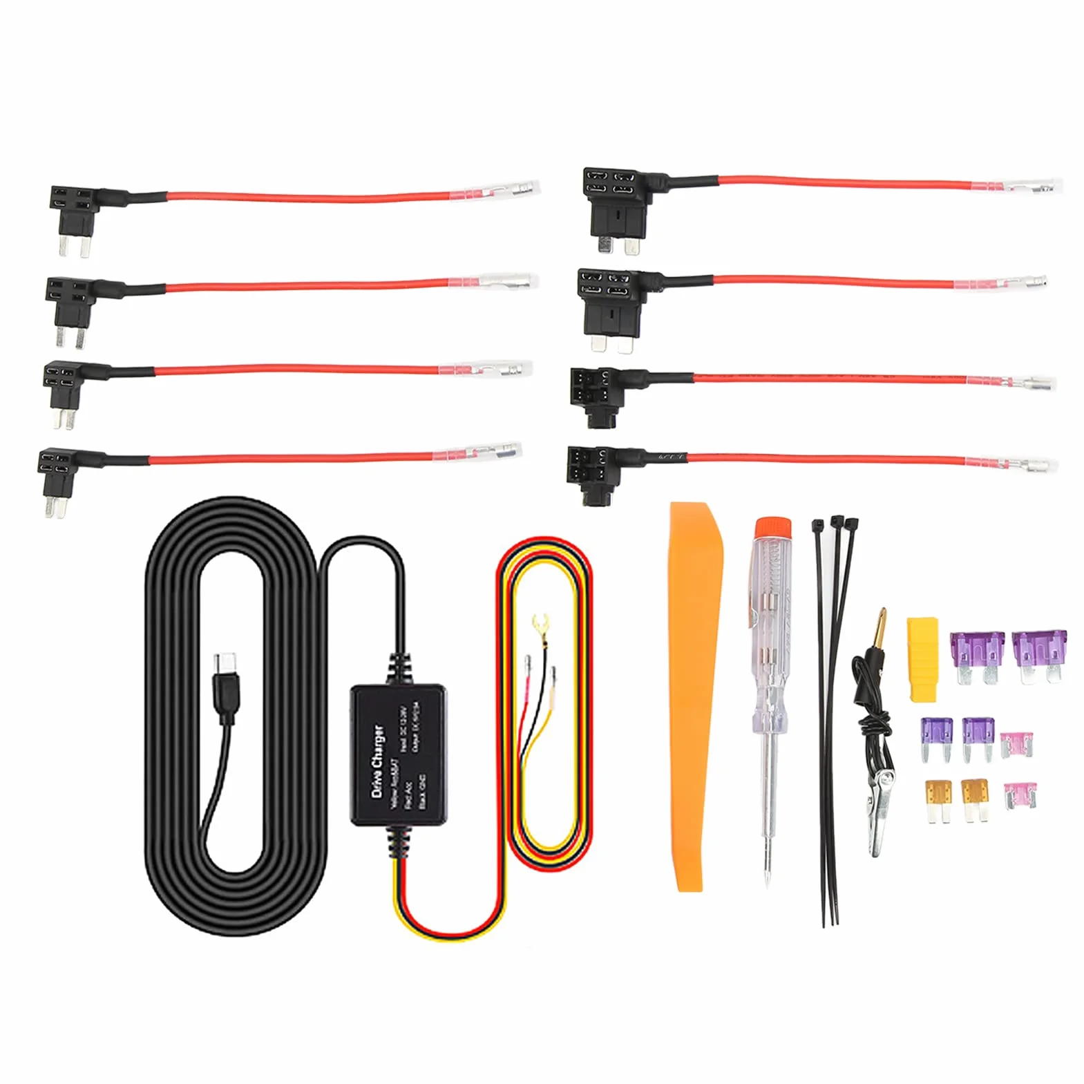 Zestaw Przewodów kamera Samochodowej, 12–28 V do 5 V Ładowarka kamera Przewód Zasilający, Adapter USB Ochrona Przed Przegrzaniem Mirror Cam Nawigacja GPS (TYP C)