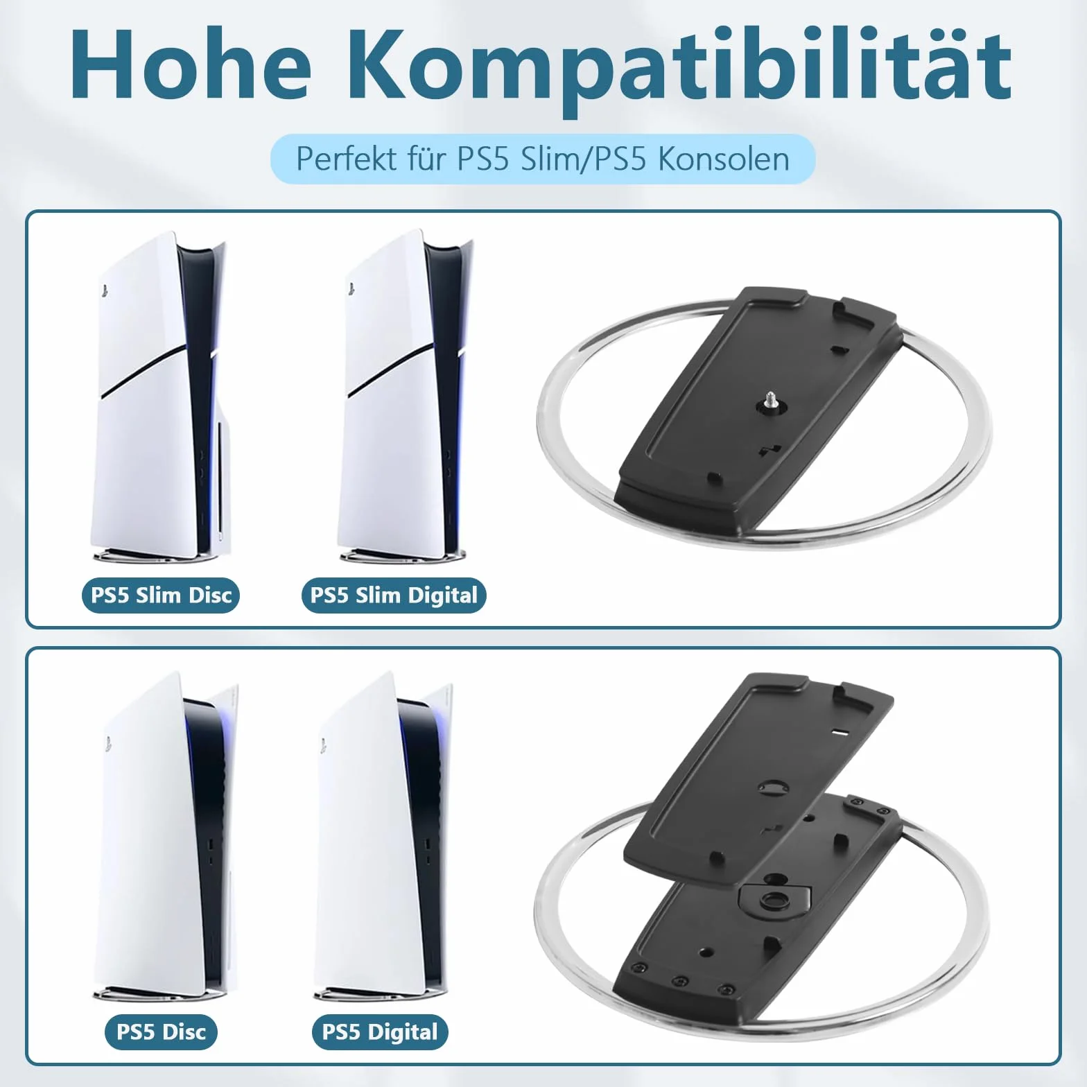 Pionowa podstawa do PS5 Slim i Playstation 5 Pro - antypoślizgowa podstawa ABS - stojak akcesoria do konsoli PS5