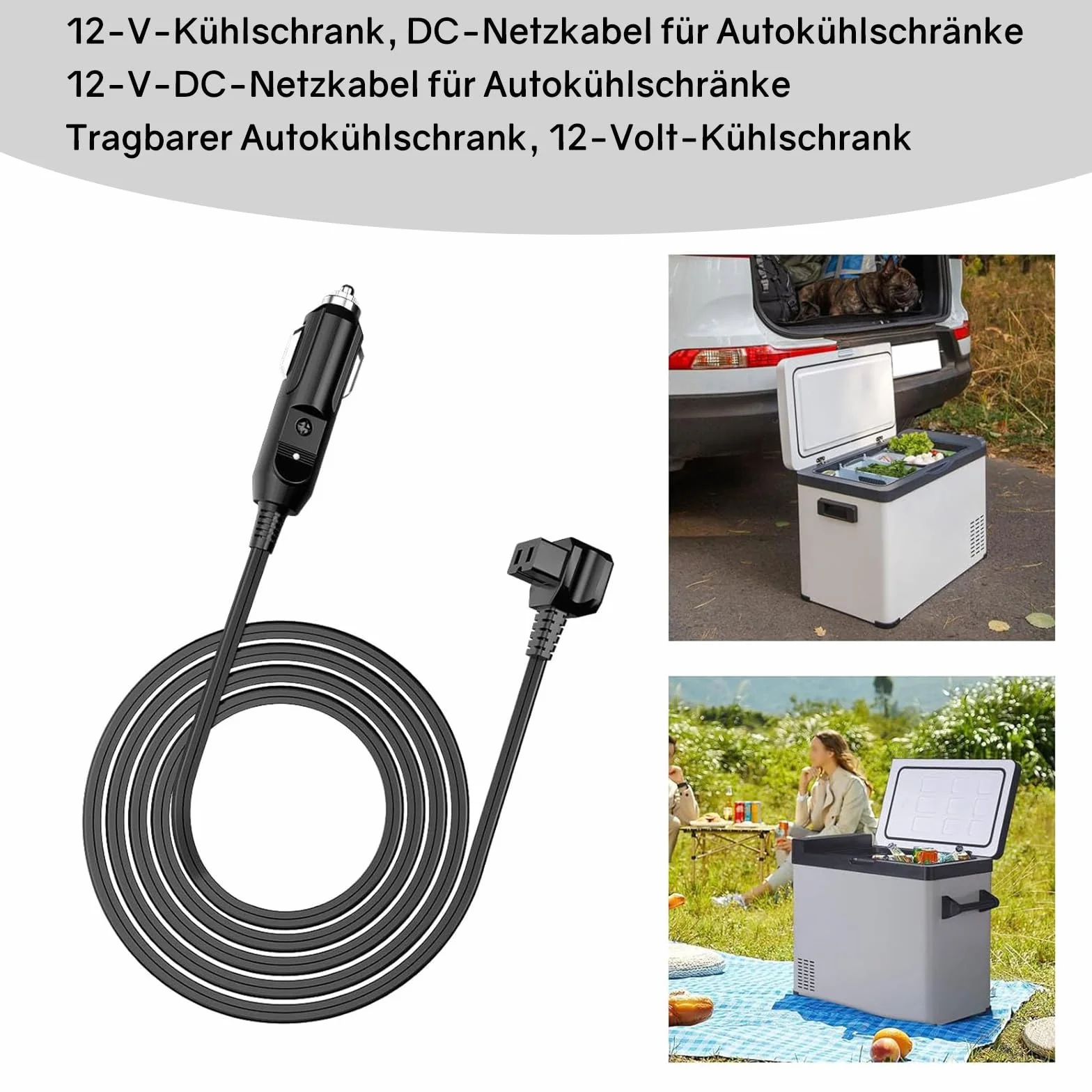 Kabel zastępczy do lodówki samochodowej 12 V-24 V, 12 V, 10 A, wtyczka do lodówki Mobicool, Alpicool ARB Waeco CF, kabel do lodówki samochodowej 1,8 m