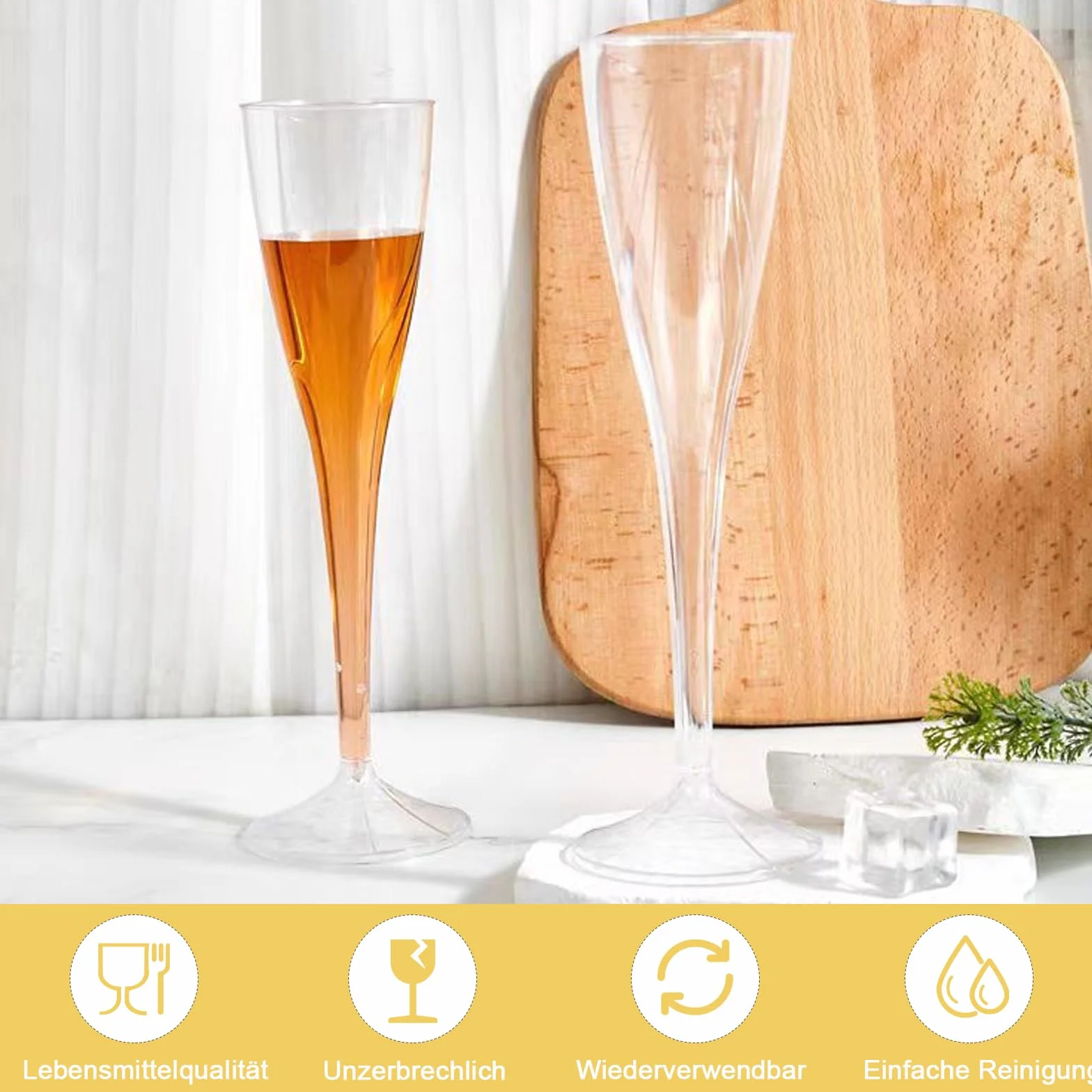 Plastikowe kieliszki do szampana, 20 sztuk, 100 ml, kieliszek do szampana, kieliszek do szampana, na przyjęcie szampana, imprezę, piknik, kieliszki do wina, urodziny, wesele