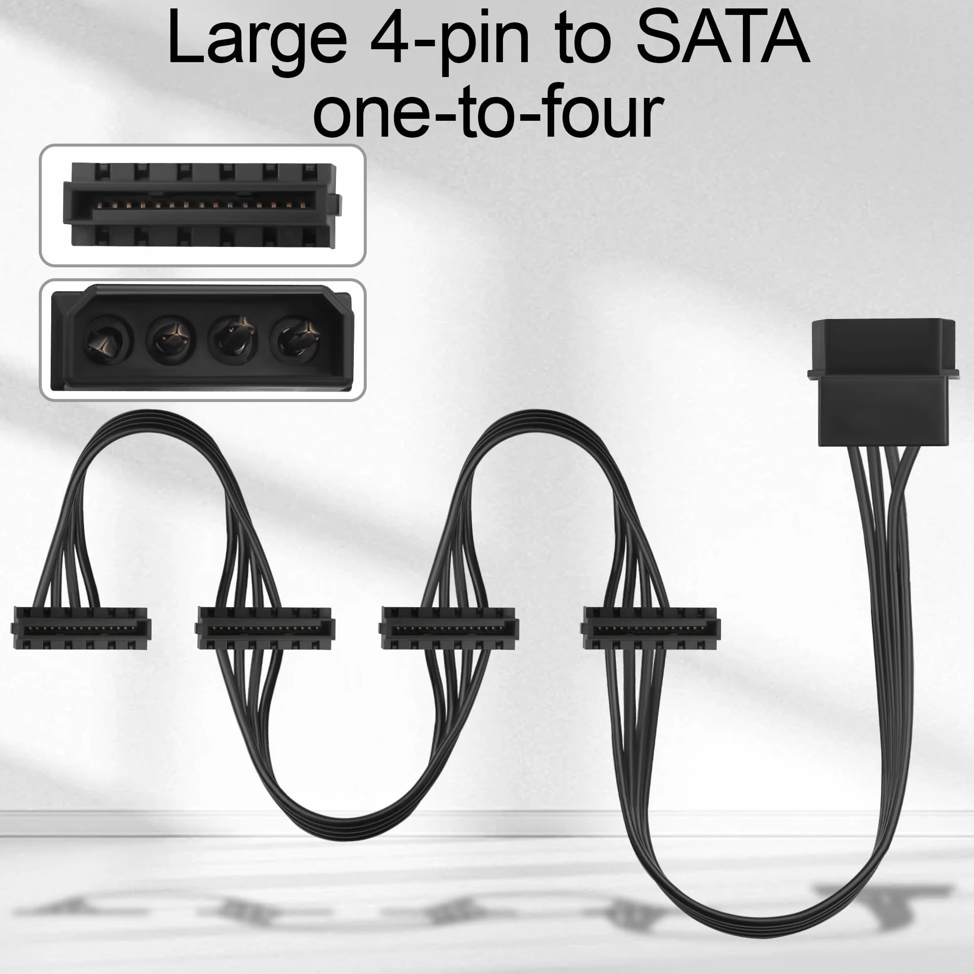 Molex do 4 x kabel rozdzielacza zasilania SATA 52 cm 18AWG ocynowana miedź - do rozszerzenia PC/NAS/serwera HDD/SSD
